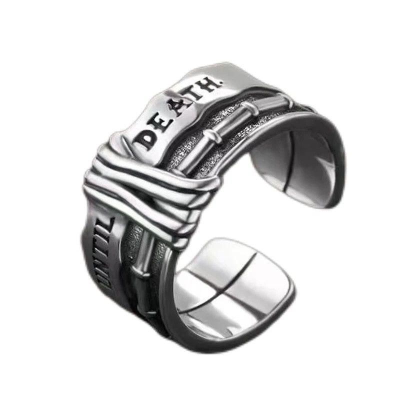 Jewelry × Vintage Hip-hop Punk Vintage Geometric Letters Ring Size ONE SIZE - 5 Thumbnail