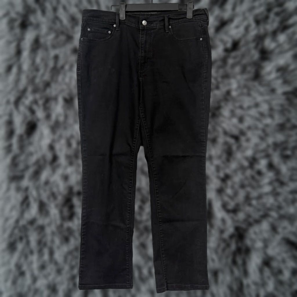Levi's Levi's 505 Straight Jeans Womens 14 35x29 Black Dark Wash Stretch Denim Mid Rise Size 36" / US 14 / IT 50 - 1 Thumbnail