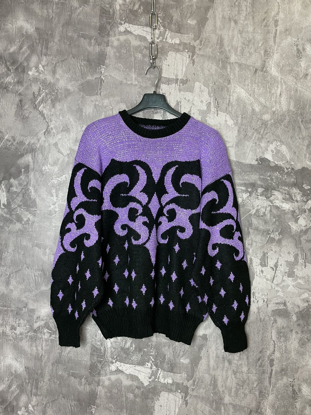 Affliction × Vintage Vintage Y2K Japanese style striped sweater streetwear Size L / US 10 / IT 46 - 1 Thumbnail