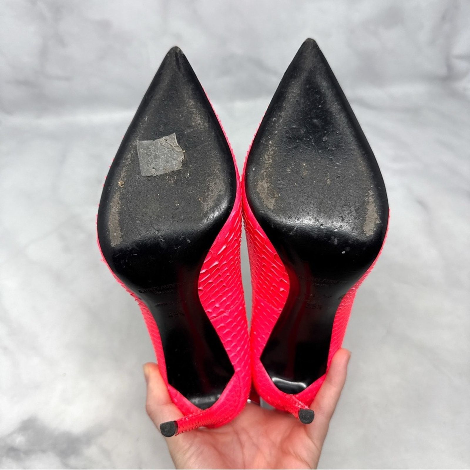 Saint Laurent Paris Saint Laurent Zoe 105 Leather Snakeskin Pointed Toe Heels Size US 6.5 / IT 36.5 - 10 Thumbnail