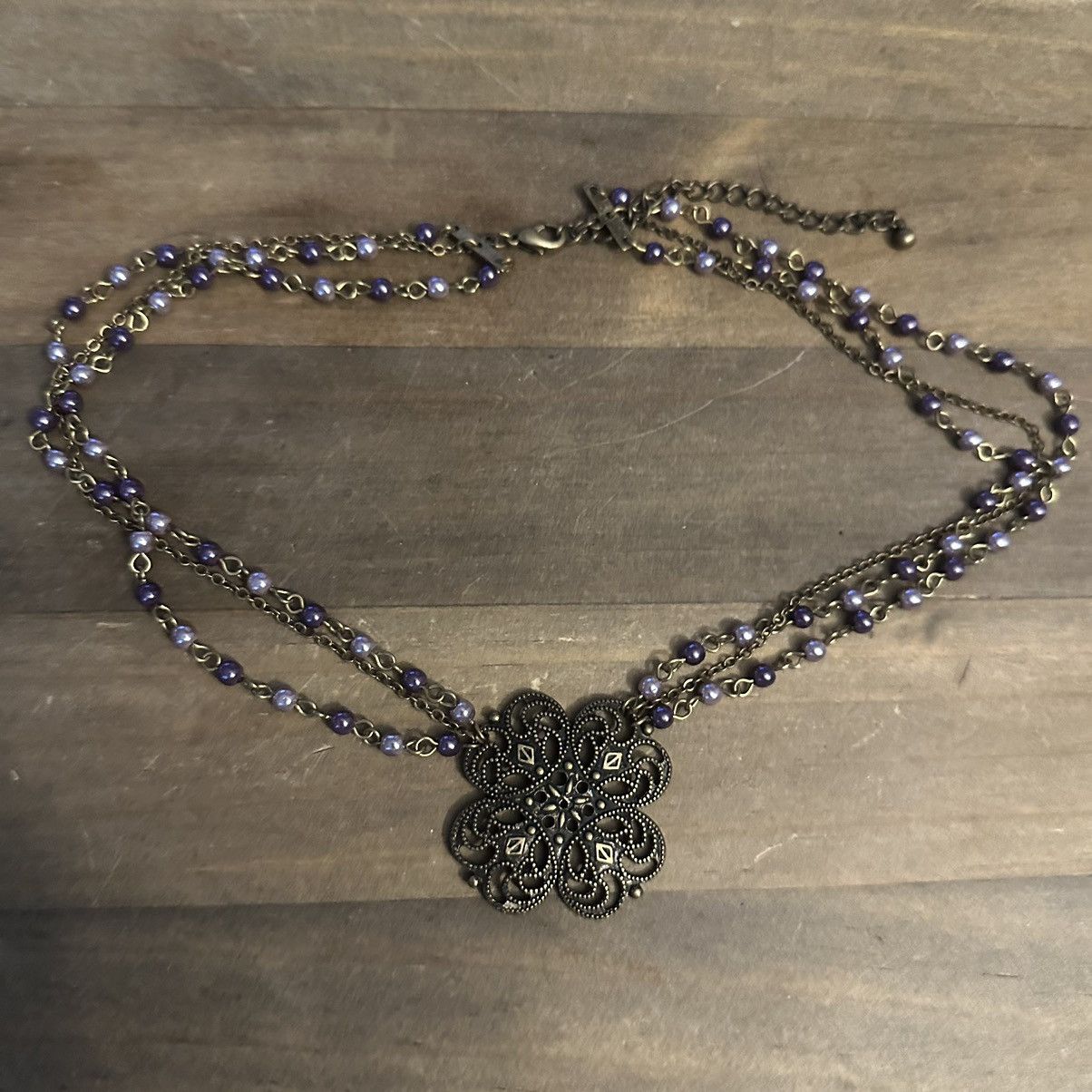Other Multi strand filigree flower bead chain necklace Size ONE SIZE - 2 Thumbnail