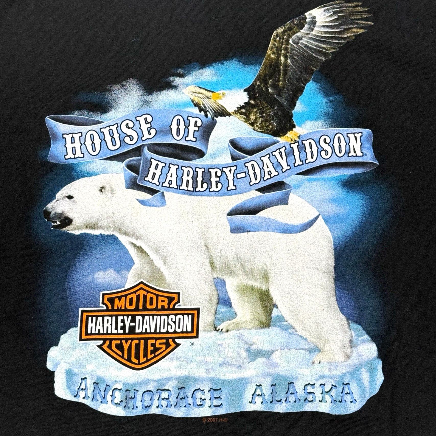 Harley Davidson VINTAGE Harley-Davidson T-Shirt Mens XL Black Bear Wolf Eagle Graphic Logo 2005 Y2K Alaska Motorbike Biker USA Vintage Crew Neck Short Sleeve Cotton Size US XL / EU 56 / 4 - 4 Thumbnail