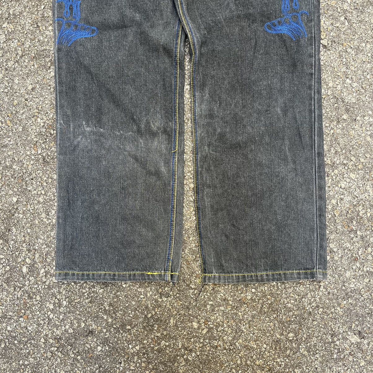 JNCO Vintage Crown Holder Arts Embroidery Denim Jeans Size US 40 / EU 56 - 2 Thumbnail