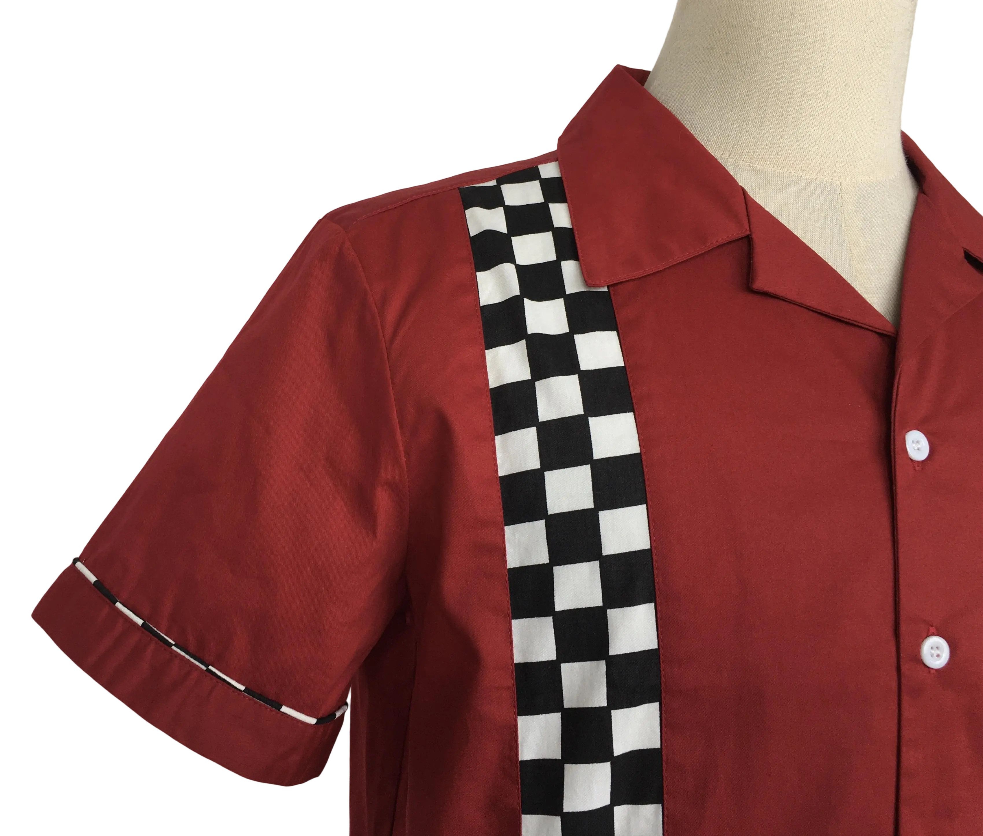 Other Mosaic Panel,Bowling Shirts,Retro Style,Men Shirts Red Size US XL / EU 56 / 4 - 4 Thumbnail