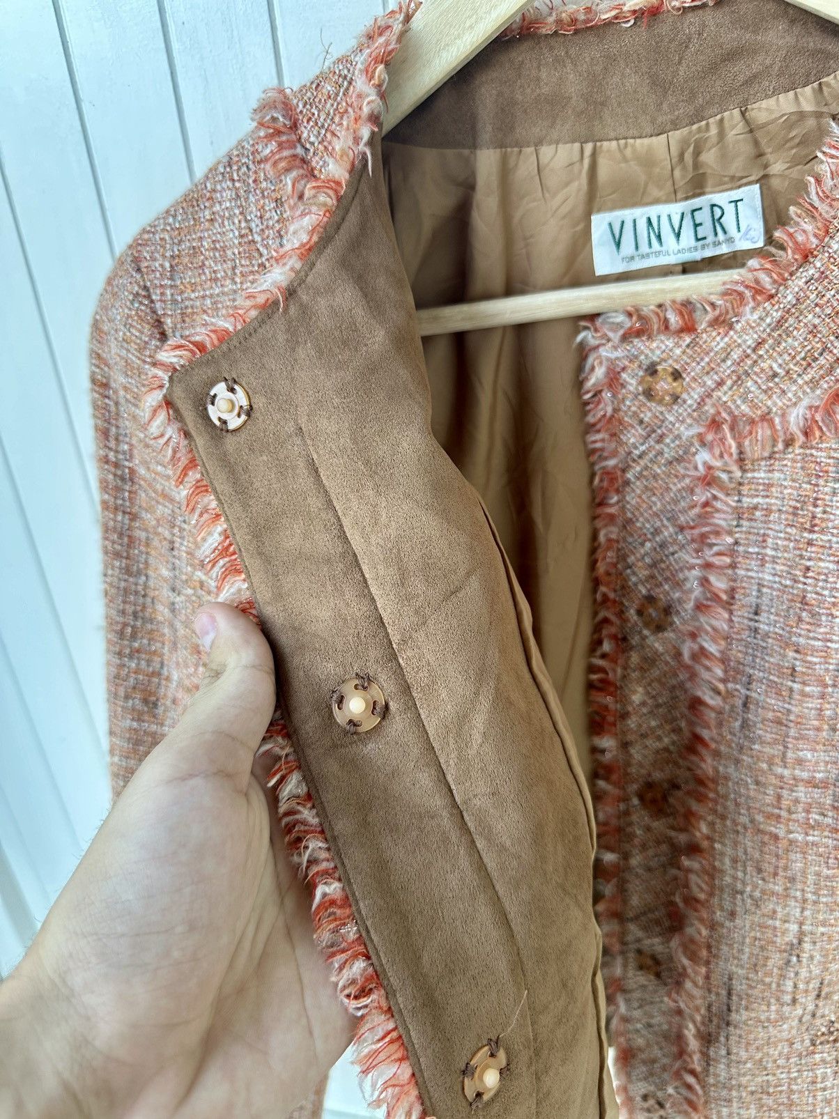 Japanese Brand Vintage Vinvert Tweed Jacket Made In Japan Size M / US 6-8 / IT 42-44 - 11 Thumbnail