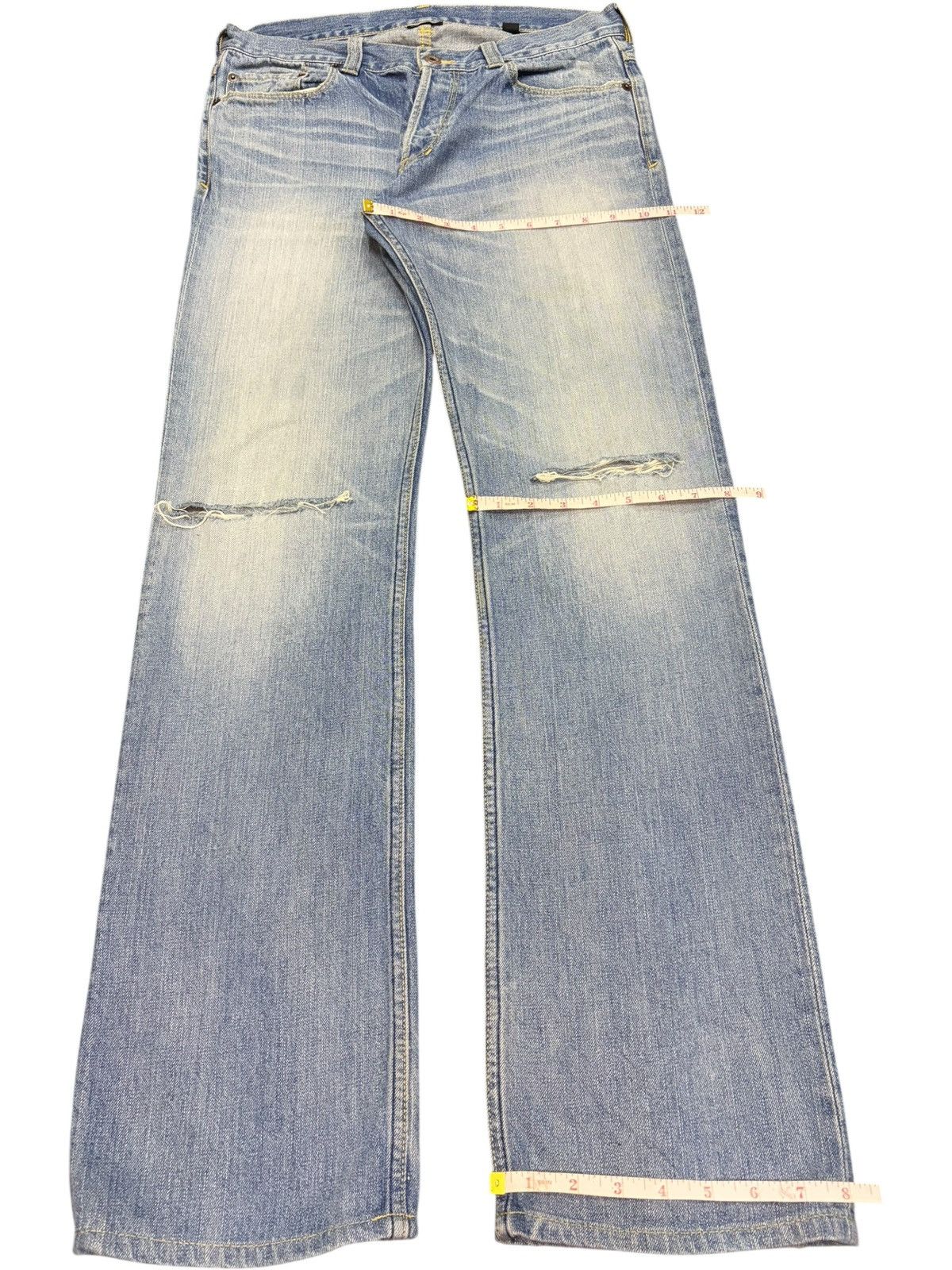 Edwin Unbranded Faded Wash Distressed Bootcut Jeans Size US 32 / EU 48 - 8 Thumbnail