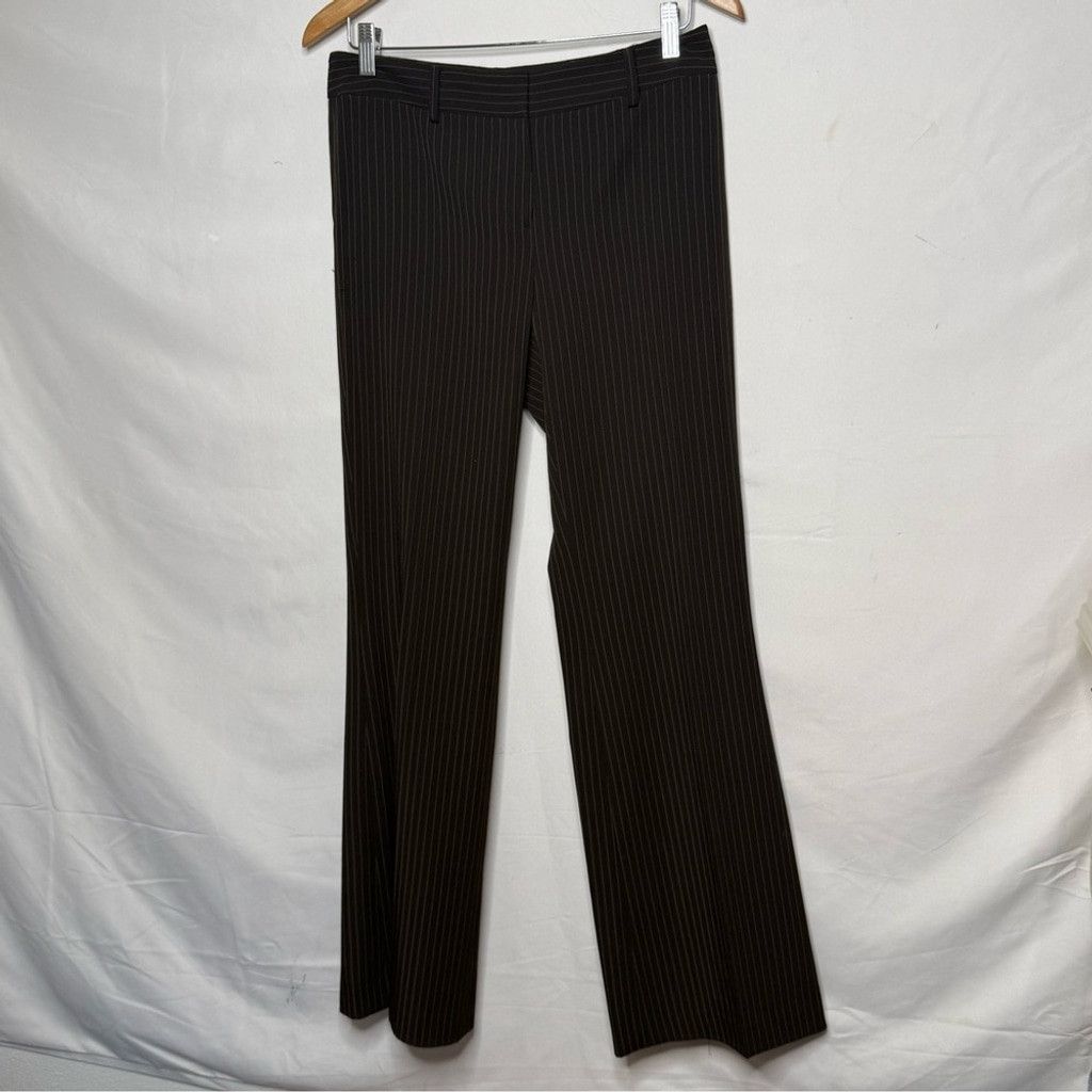 Elie Tahari NWOT Tahari brown pinstripe pants blazer wide leg suit set 4 Size 27" / US 4 / IT 40 - 7 Thumbnail