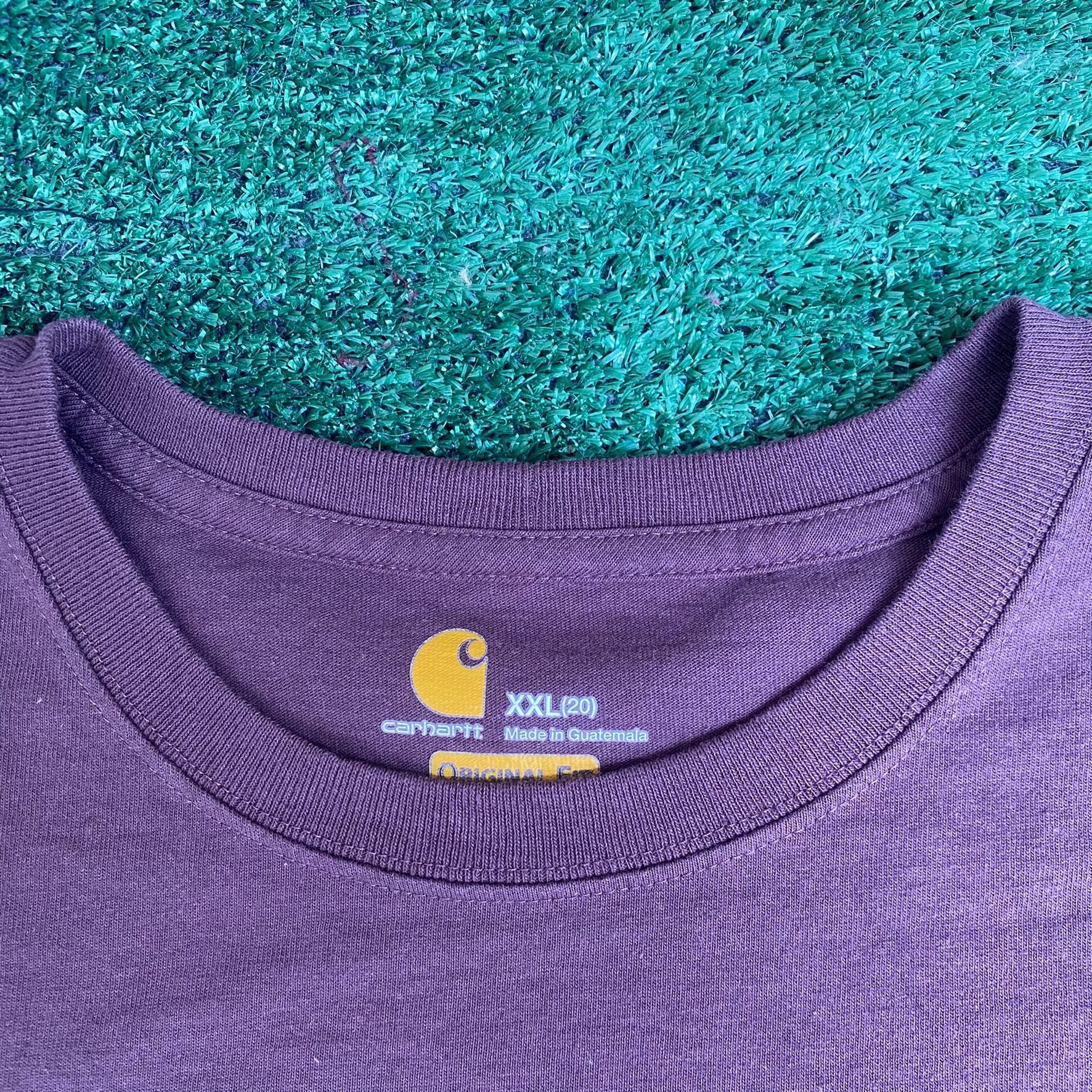 Carhartt Carhartt Logo Pocket T-Shirt Original Fit Burgundy Workwear Size US XXL / EU 58 / 5 - 4 Thumbnail