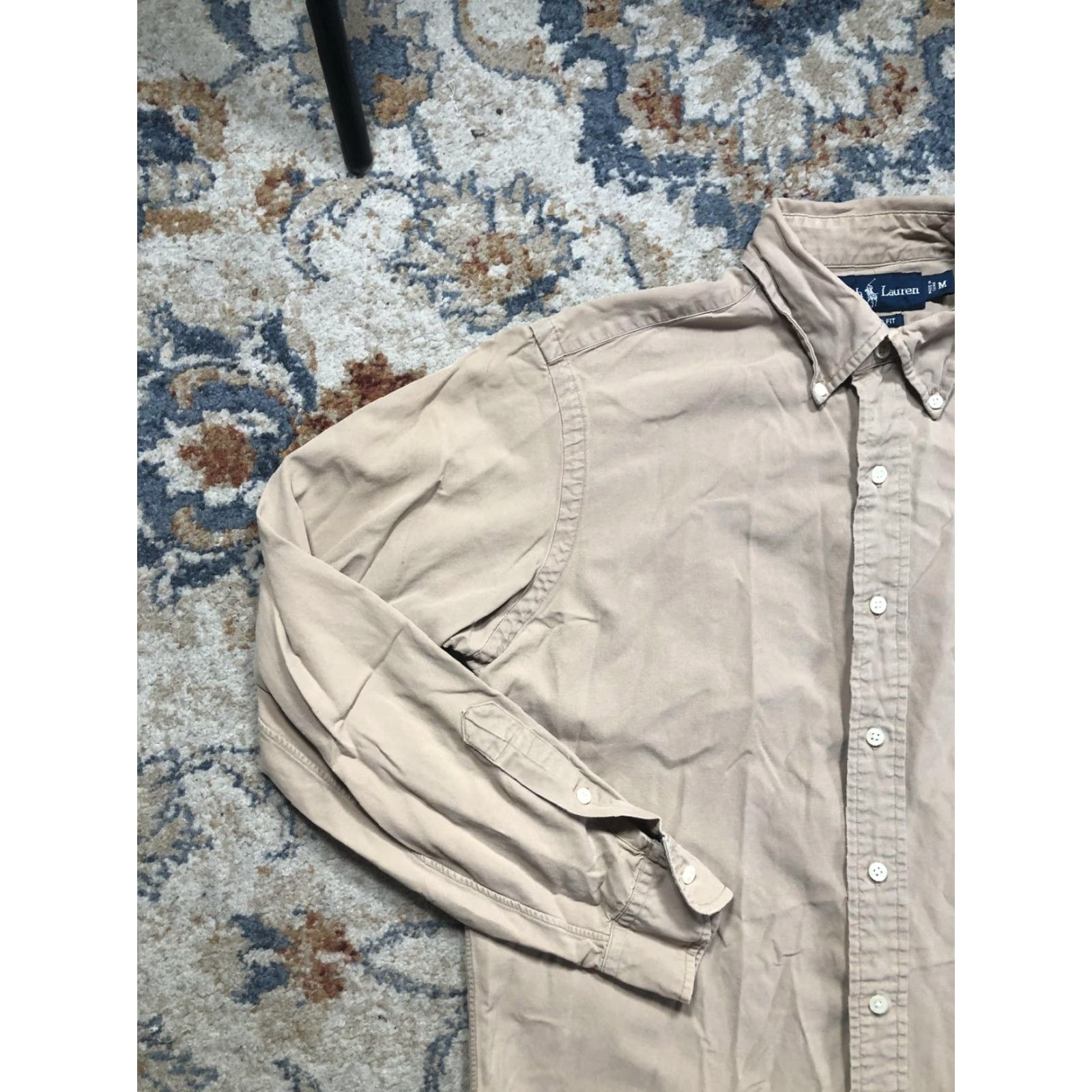 Ralph Lauren Ralph Lauren Shirt Mens Medium Beige Solid Classic Fit Button-Down Long Sleeve Size US M / EU 48-50 / 2 - 3 Thumbnail