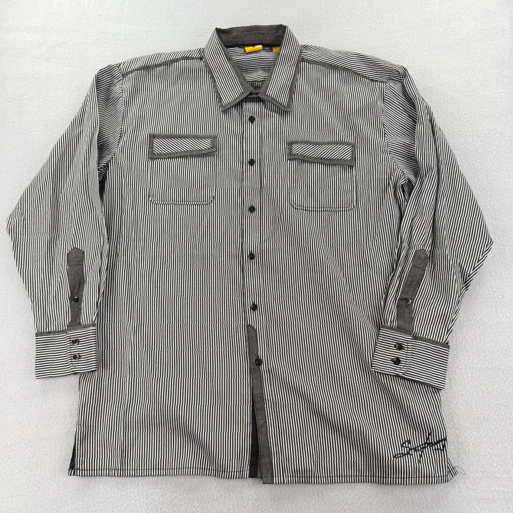 Vintage Steve Harvey Shirt Mens XL Black White Pinstripe Button Up Long Sleeve Signature Size US XL / EU 56 / 4 - 2 Thumbnail