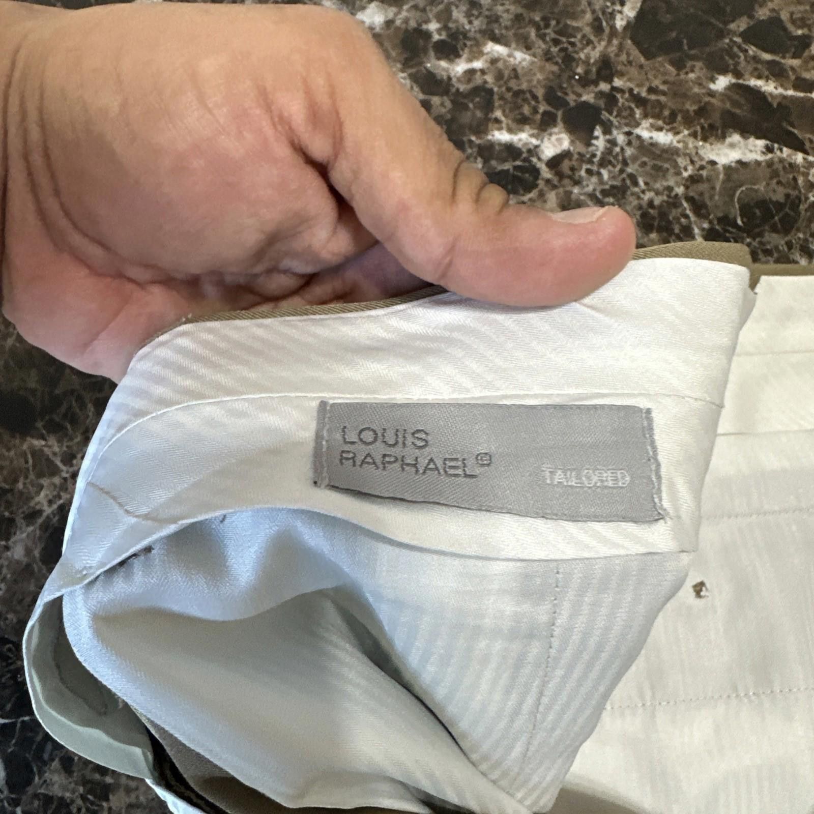 Designer Louis Raphael Tailored Pleated Polyester Beige Men's 40x30 Size US 40 / EU 56 - 6 Thumbnail
