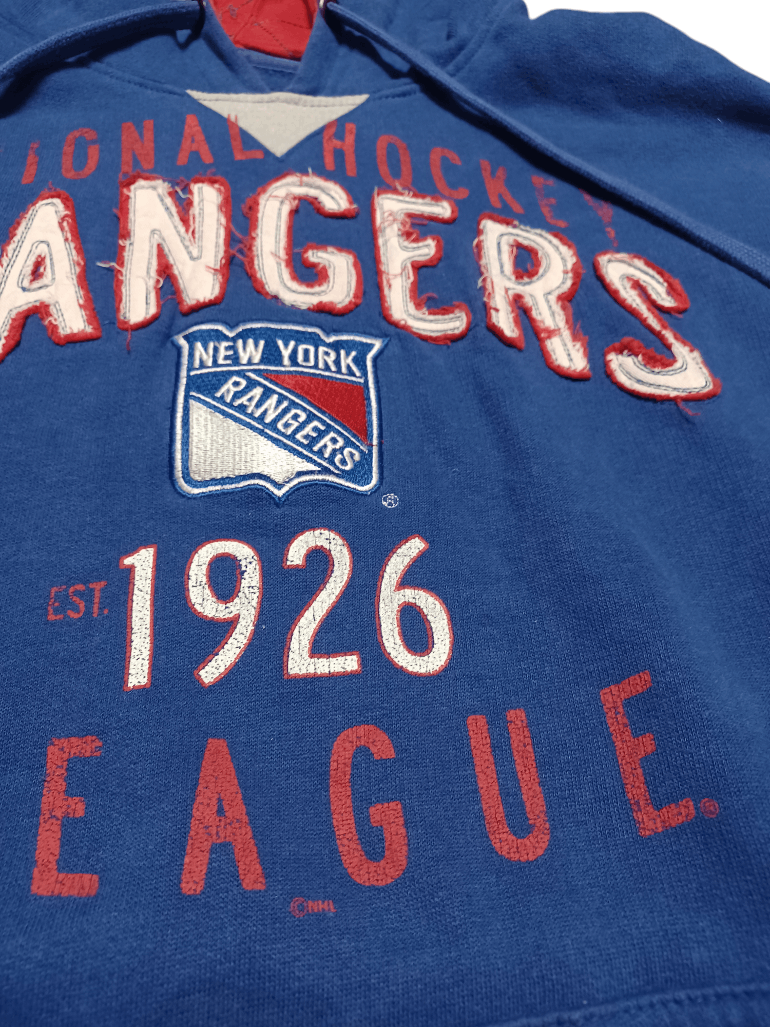 NHL NEW YORK RANGERS NGL VINTAGE BIGLOGO EMBROIDERED HOODIE Size US XL / EU 56 / 4 - 3 Thumbnail
