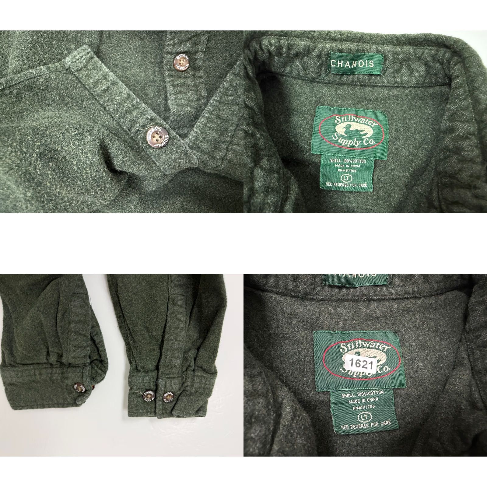 Vintage Stillwater Supply Co. Shirt Men LT Green Flannel Button-Up Heavyweight Pockets 32" Collared 19.5" Shoulders Size US L / EU 52-54 / 3 - 9 Thumbnail