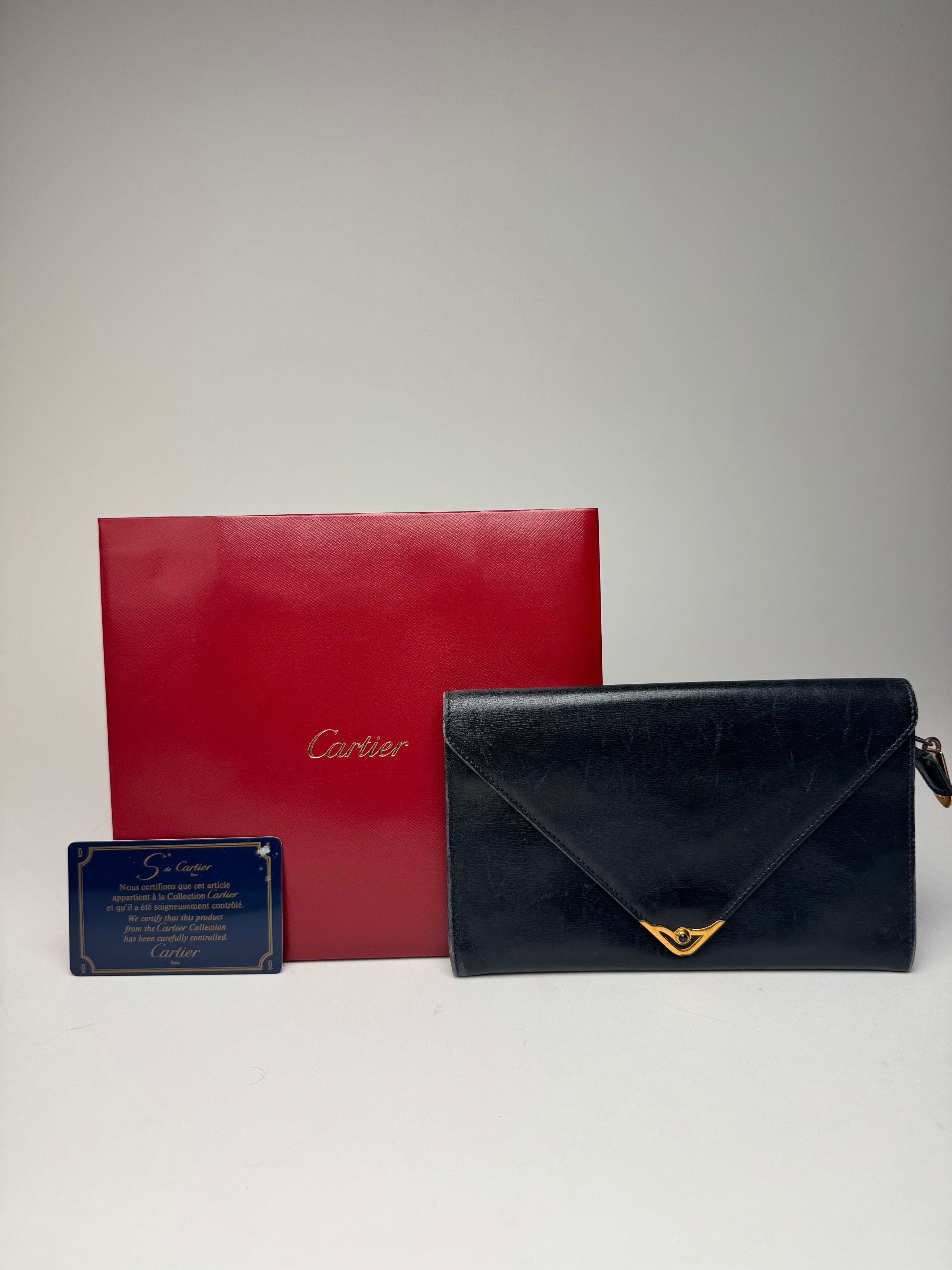Cartier Vintage Leather Card / ID Holder Navy Size ONE SIZE - 1 Thumbnail