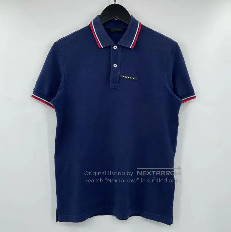 Prada Prada Summer Navy Blue Men's Short Sleeve Polo. Size US S / EU 44-46 / 1 - 1 Thumbnail