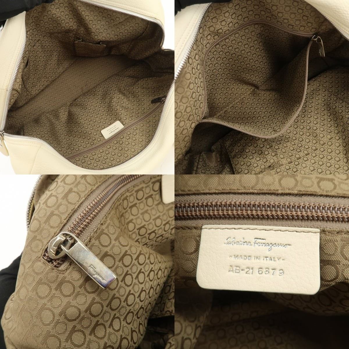 Salvatore Ferragamo Ferragamo Gancini Leather Shoulder Bag Cream Size ONE SIZE - 7 Thumbnail