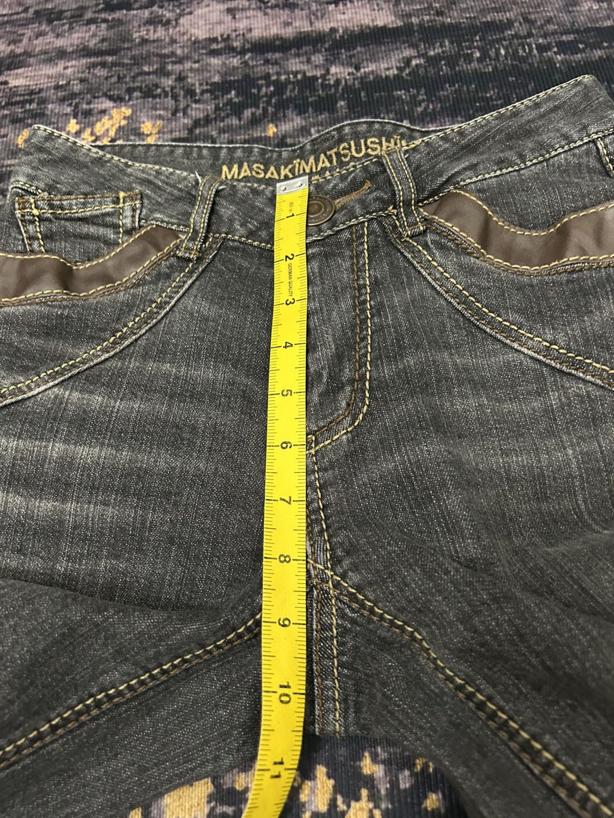 Japanese Brand 🔥🇯🇵 MASAKIMATSUSHIMA Japan Leather Pocket Flare Jeans Size US 27 - 17 Thumbnail
