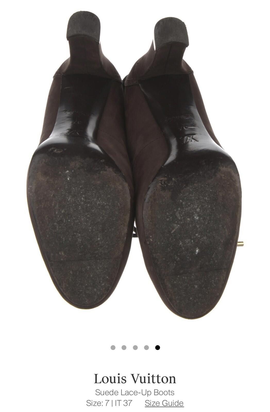 Louis Vuitton Louis Vuitton Brown Suede Monogram Combat Boots Heels Sz 37 Size US 7 / IT 37 - 6 Thumbnail