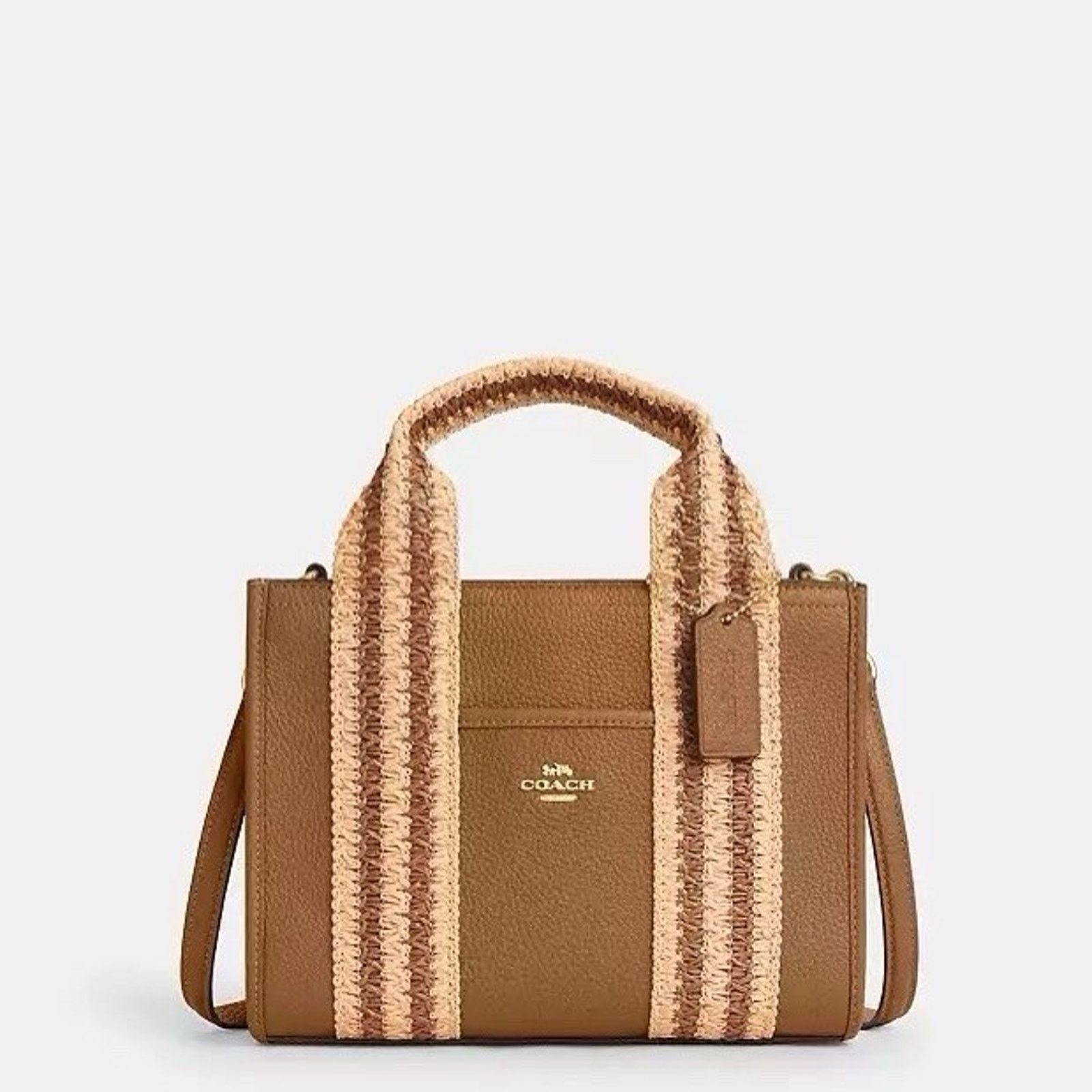 Coach NWT Coach Smith Tote Bag 24 CBG91 Straw Leather Honey Brown Size ONE SIZE - 5 Thumbnail