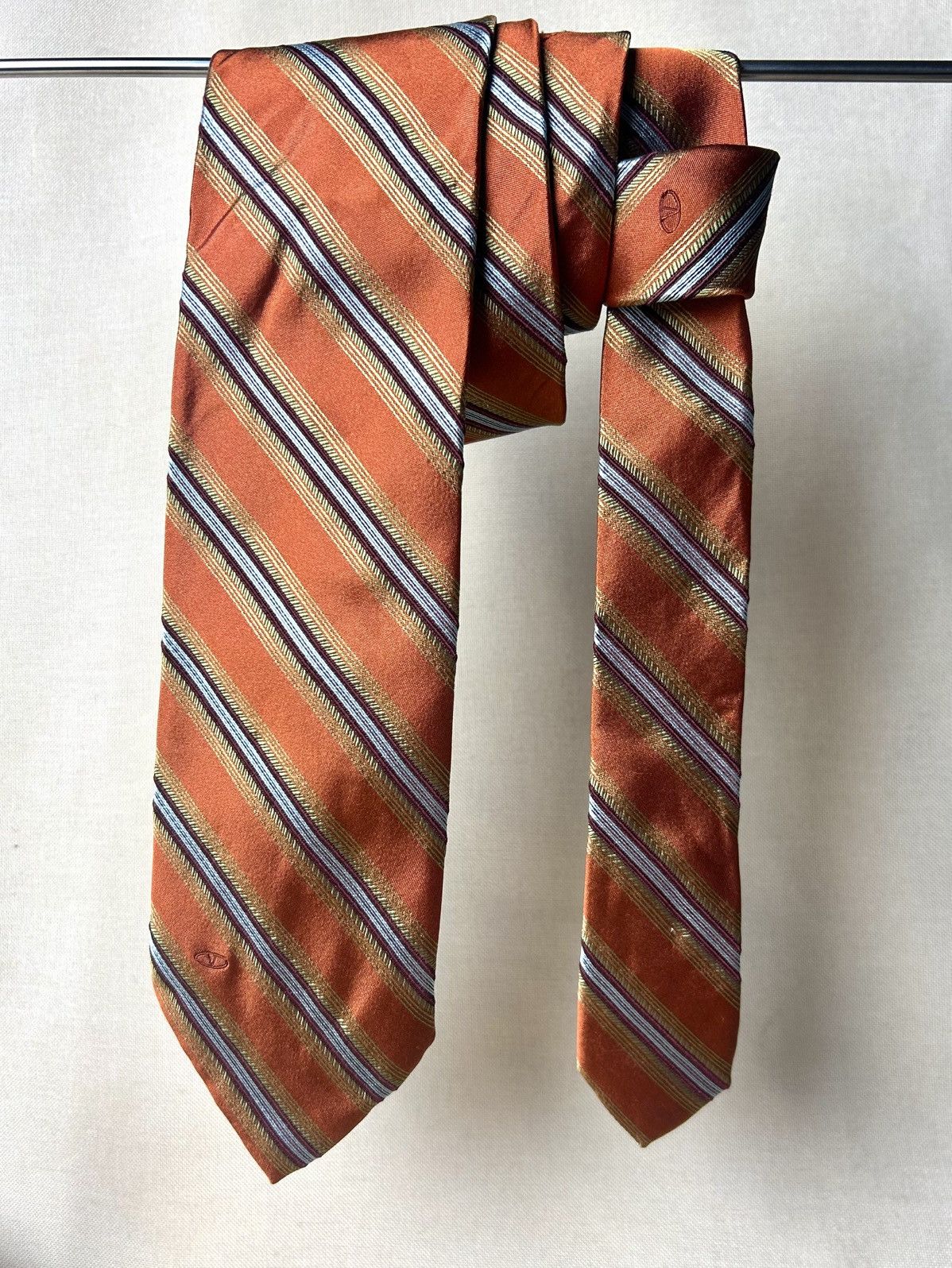 Valentino Valentino orange striped Silk Mens Tie Size ONE SIZE - 1 Thumbnail