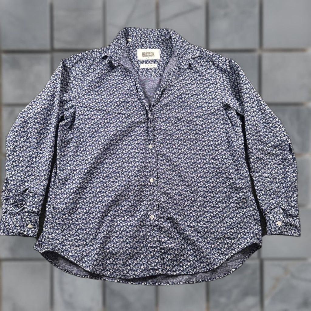 Vintage Grayson Hero Shirt Women's 04 Blue Floral Button Down Long Sleeve Top Casual Size S / US 4 / IT 40 - 1 Thumbnail