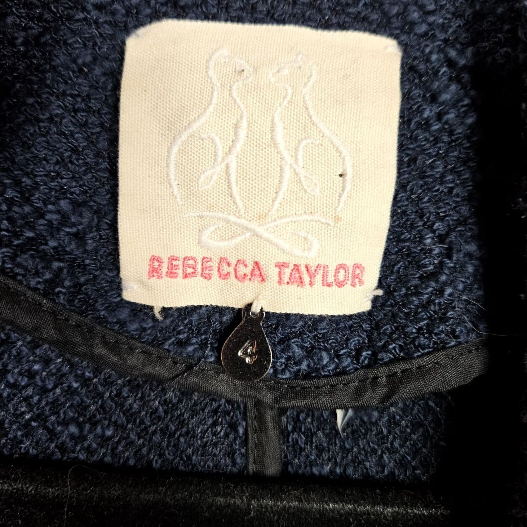 Rebecca Taylor Rebecca Taylor Navy blue Tweed Fringe TRIM Long Sleeve Jacket Size 4 Women Casual Size S / US 4 / IT 40 - 8 Thumbnail