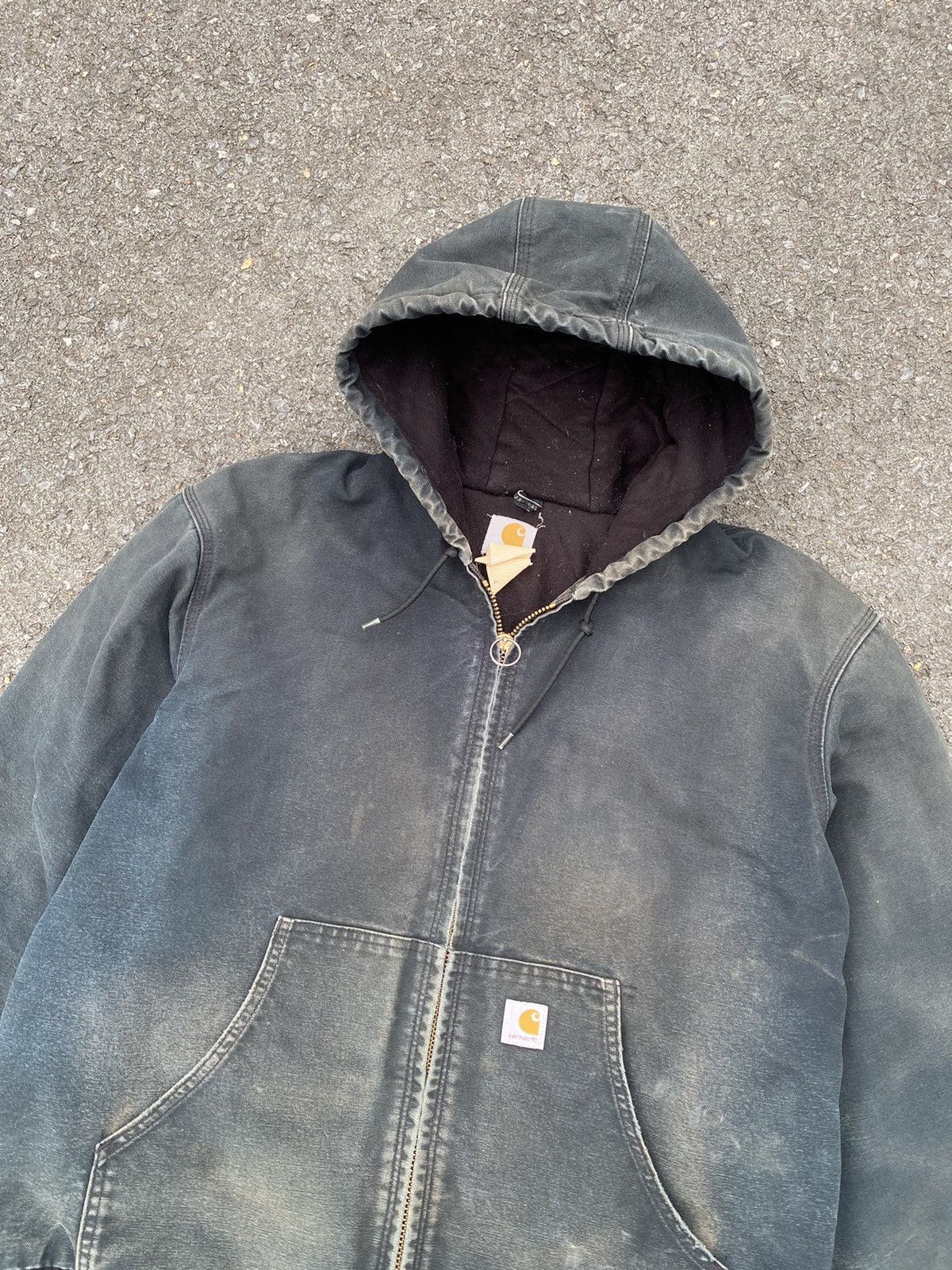 Carhartt Vintage Y2K Carhartt Dark Green Faded Canvas Hoodie Jacket Size US L / EU 52-54 / 3 - 2 Thumbnail
