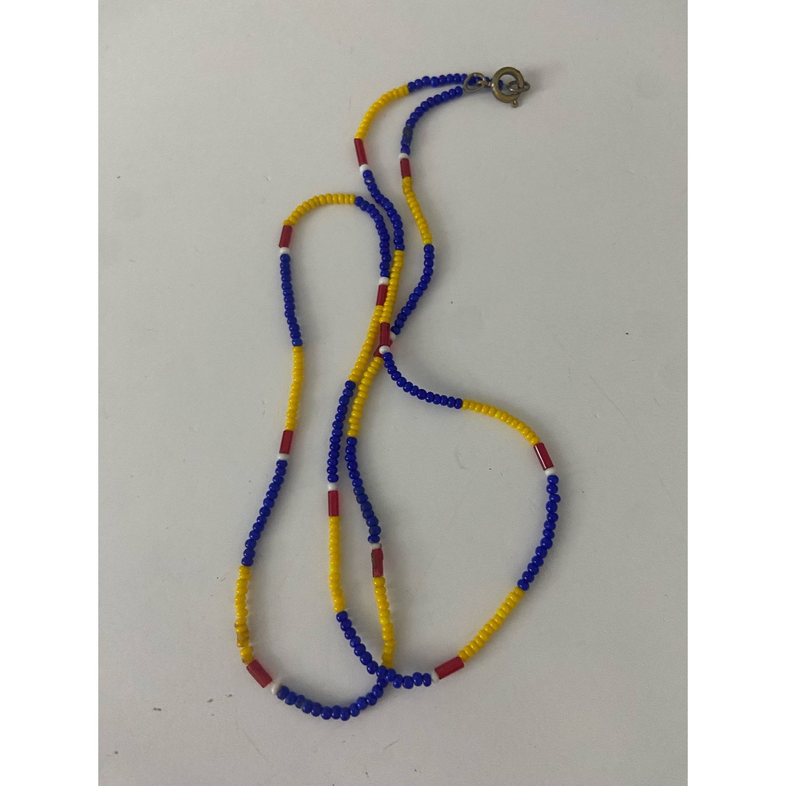 Handmade Blue and yellow beaded necklace Size ONE SIZE - 4 Thumbnail