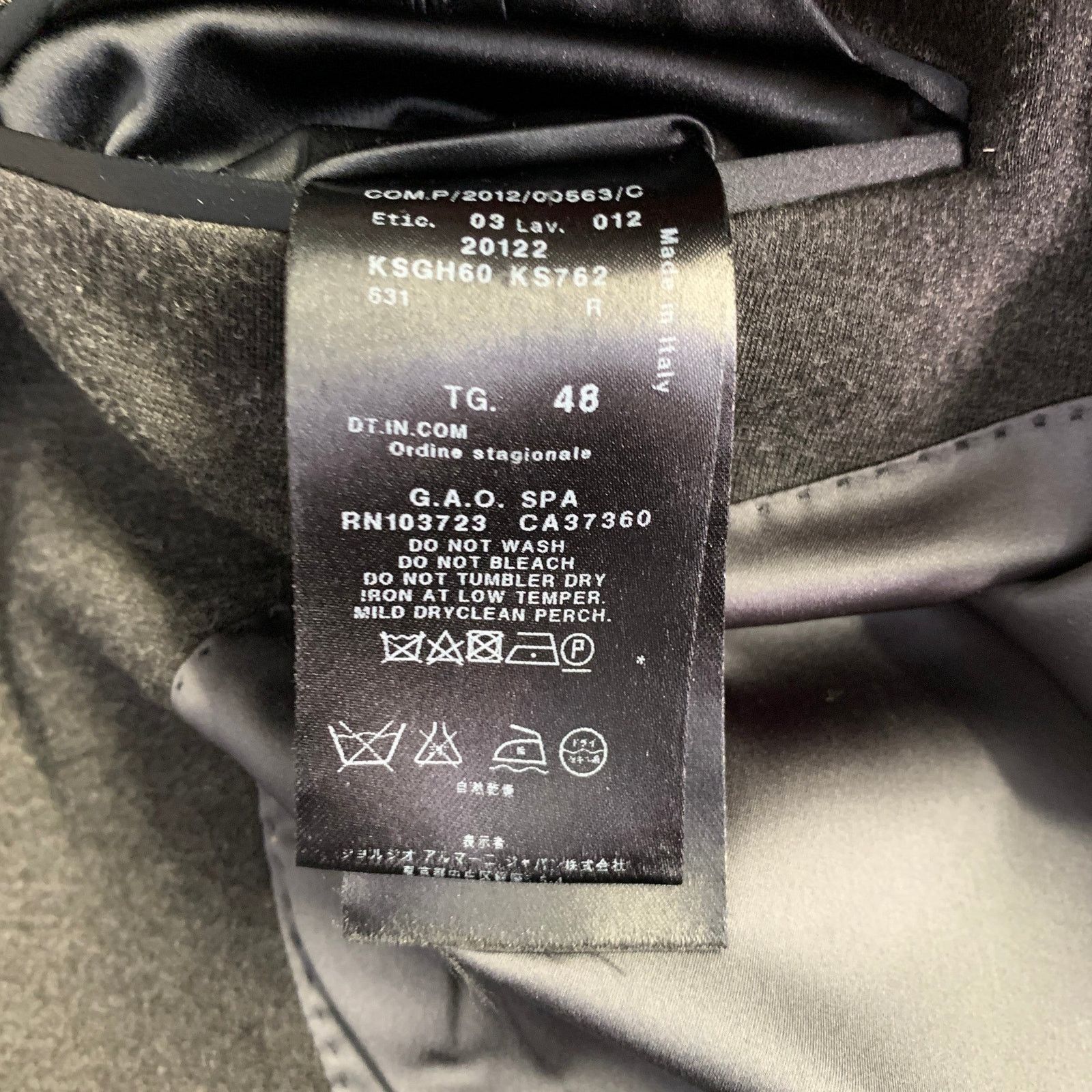 Giorgio Armani Size 38 Grey Viscose Blend Double Breasted Peak Lapel Jacket Size US M / EU 48-50 / 2 - 8 Thumbnail