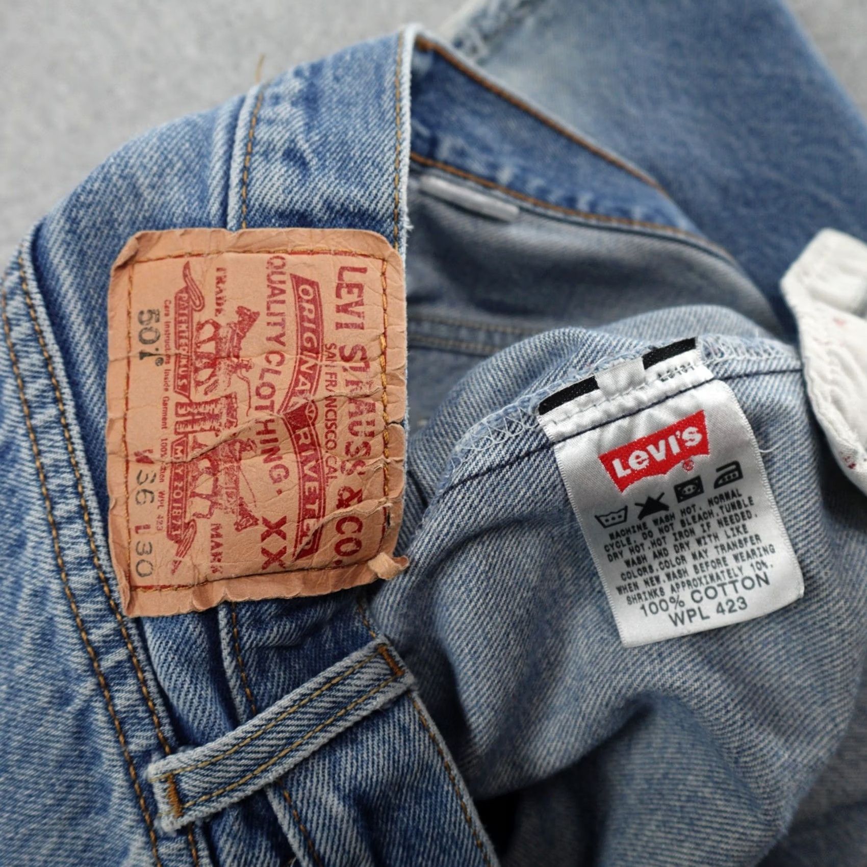Levi's Levi's 501 Jeans Mens 36 (36X26) Light Blue Straight Vintage Denim Cotton 5-Pocket 501 Series Regular Rise Mid Jeans Mens Size US 36 / EU 52 - 4 Thumbnail