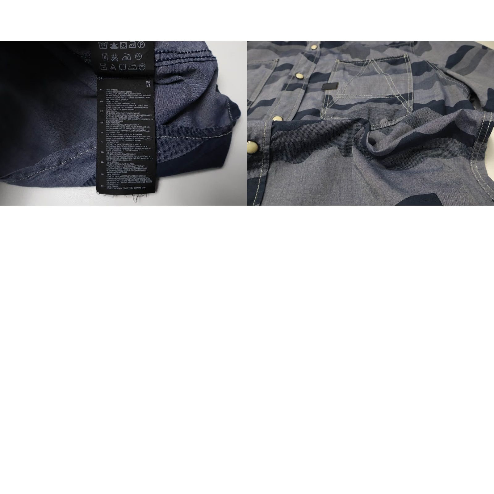 G-Star G-Star A Crotch Yoshem Work Shirt Shirt Men's LARGE Blue Short Sleeve Button Up Size US L / EU 52-54 / 3 - 8 Thumbnail
