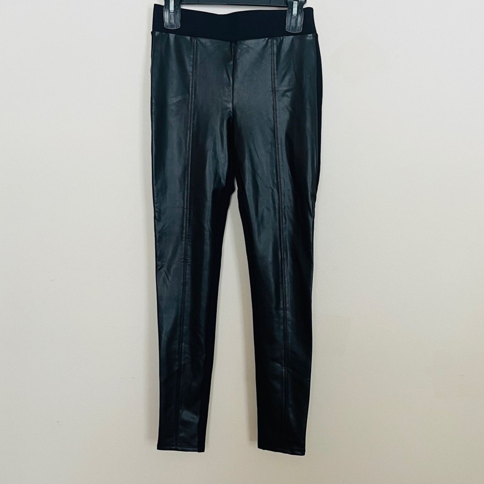 Ann Taylor Ann Taylor Faux Leather Ponte Leggings Black Size XS Size 30" / US 8 / IT 44 - 2 Thumbnail