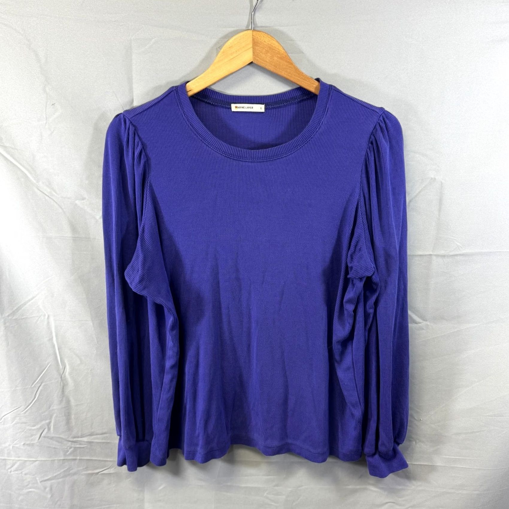 Marine Layer Marine Layer Sweater Womens Large Purple Textured Long Sleeve Pullover Lyocell Spandex Knit Pattern Solid Vintage No Size L / US 10 / IT 46 - 2 Thumbnail