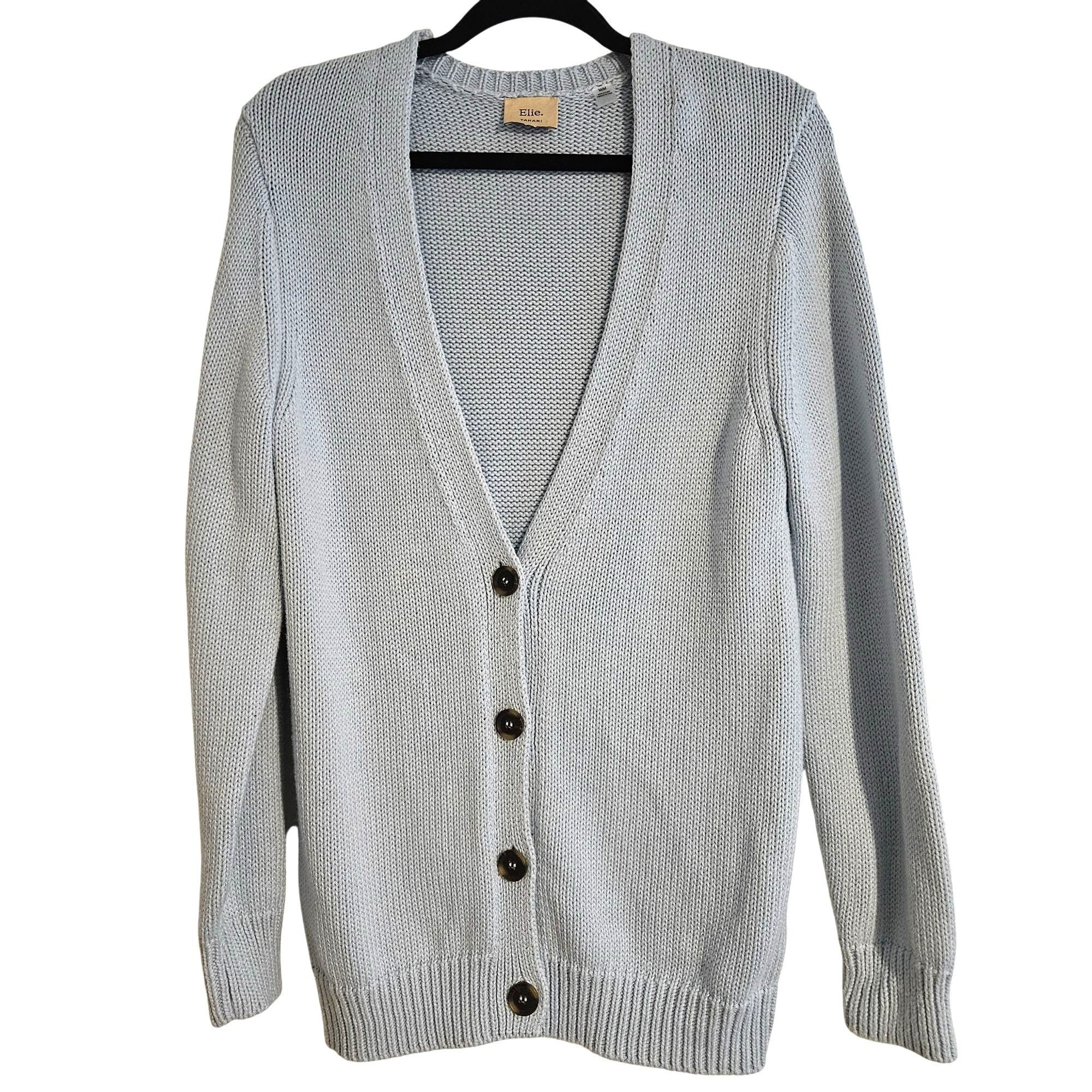 Elie Tahari Elie Tahari Women’s Cardigan M Light Blue Knit Button Sweate Size M / US 6-8 / IT 42-44 - 2 Thumbnail