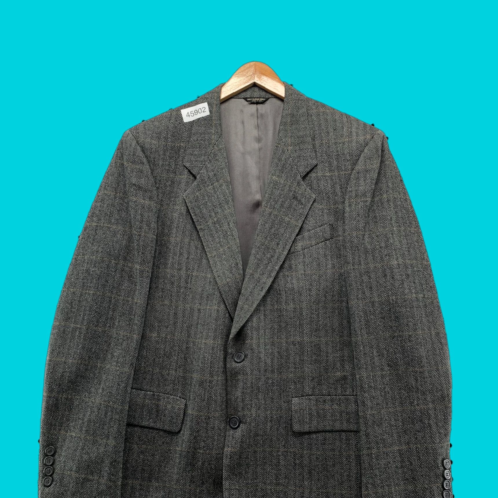 Vintage VINTAGE Barrister Blazer Mens Size 40 Gray Herringbone 100% Wool USA Baskin Size 40R - 1 Thumbnail