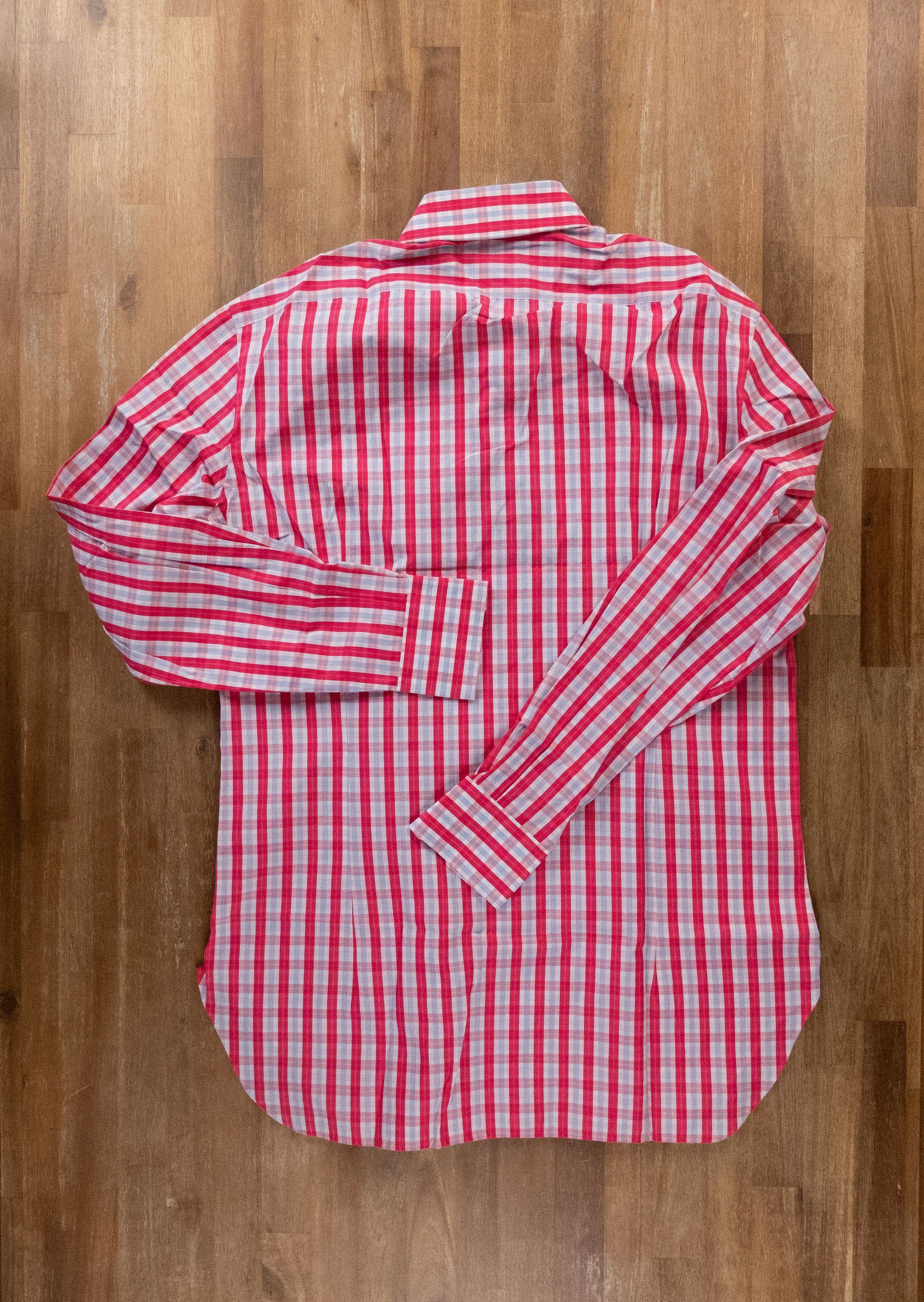 Kiton KITON Napoli pink white plaid motif formal dress shirt 41 16 Size US L / EU 52-54 / 3 - 6 Thumbnail