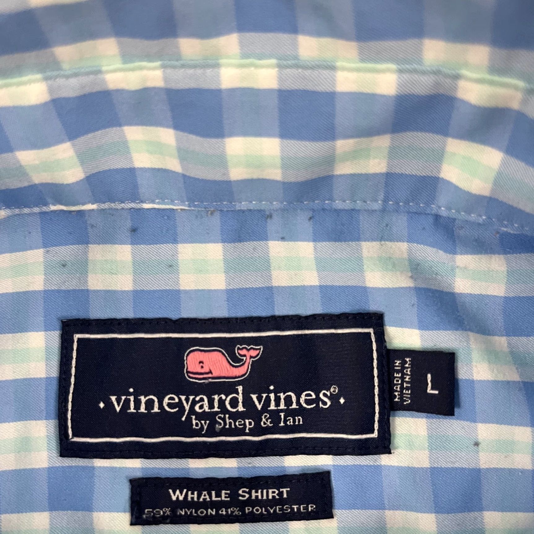 Vineyard Vines Vineyard Vines Whale Shirt Mens L Blue White Plaid Performance Button-Down Shirt Size US L / EU 52-54 / 3 - 3 Thumbnail