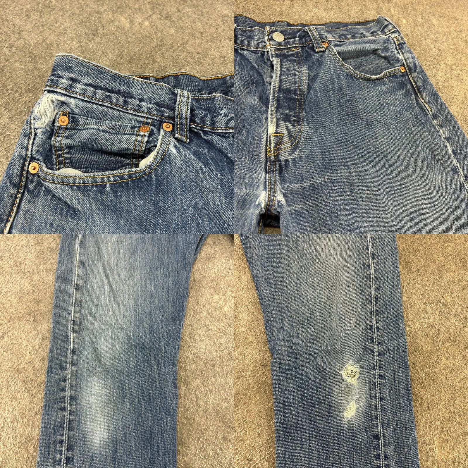 Levi's Levi's 501 Jeans Mens 32x34 Blue Straight Regular Medium Distressed 5-Pocket Denim Regular Fit Button Fly Jeans Mens Women? Size US 32 / EU 48 - 8 Thumbnail