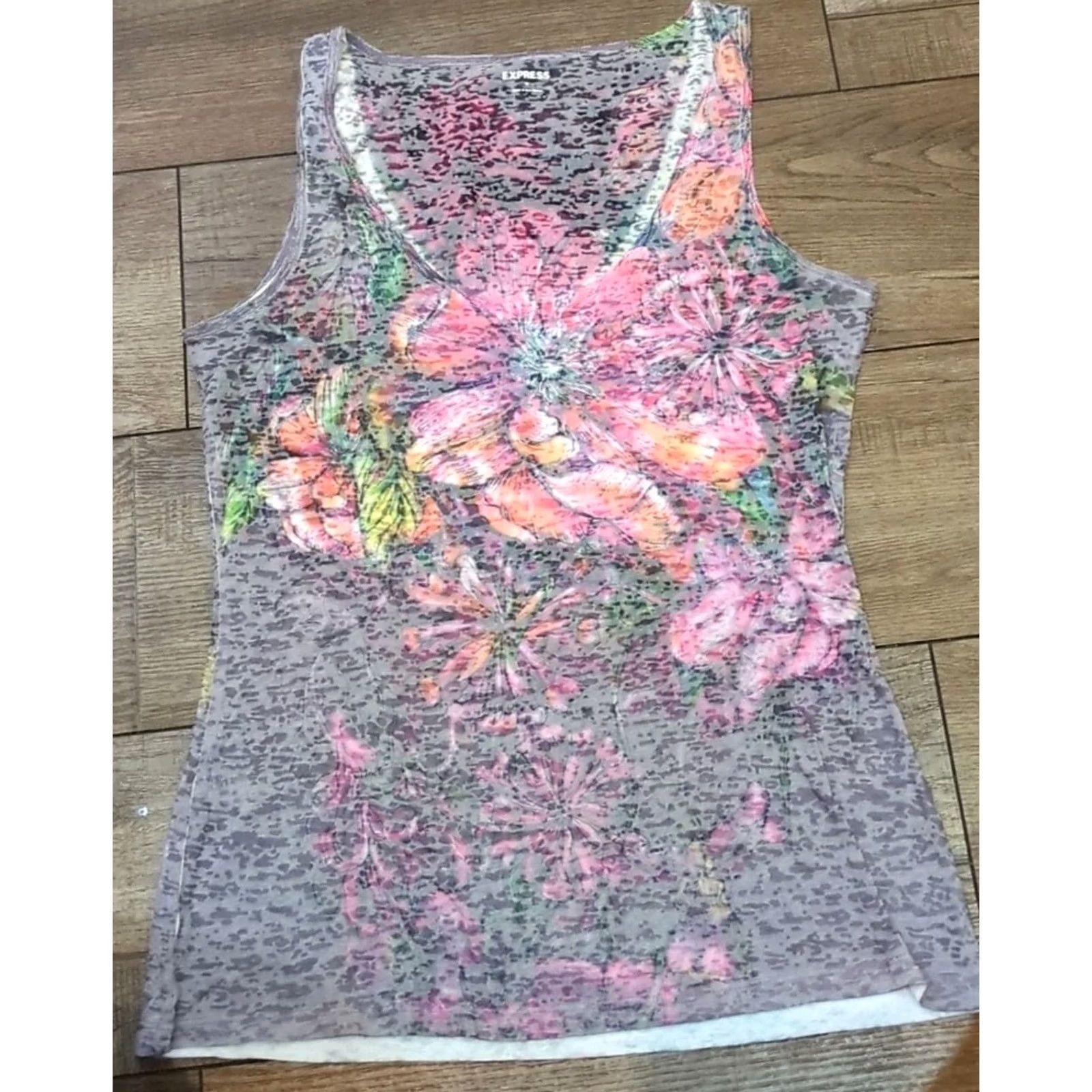 Express Express Tank Women M Floral Lightweight Purple Multicolor Tank Size M / US 6-8 / IT 42-44 - 2 Thumbnail
