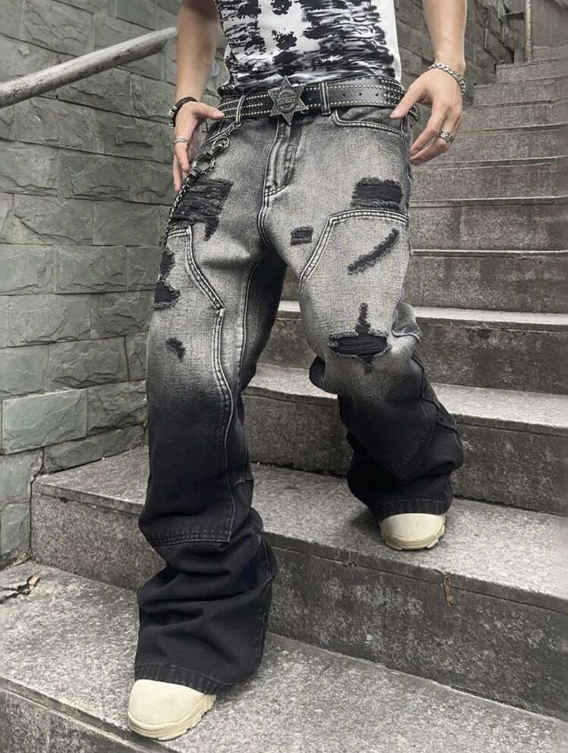 Other Y2k ripped baggy flared jeans Size US 34 / EU 50 - 7 Thumbnail