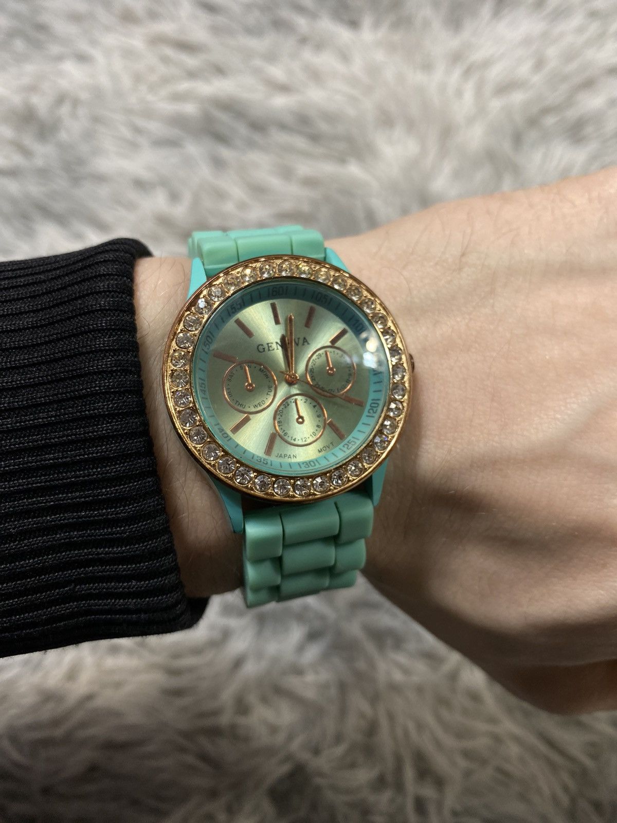 Other Mint Green Crystal Bezel Watch - Japanese Brand Size ONE SIZE - 10 Thumbnail