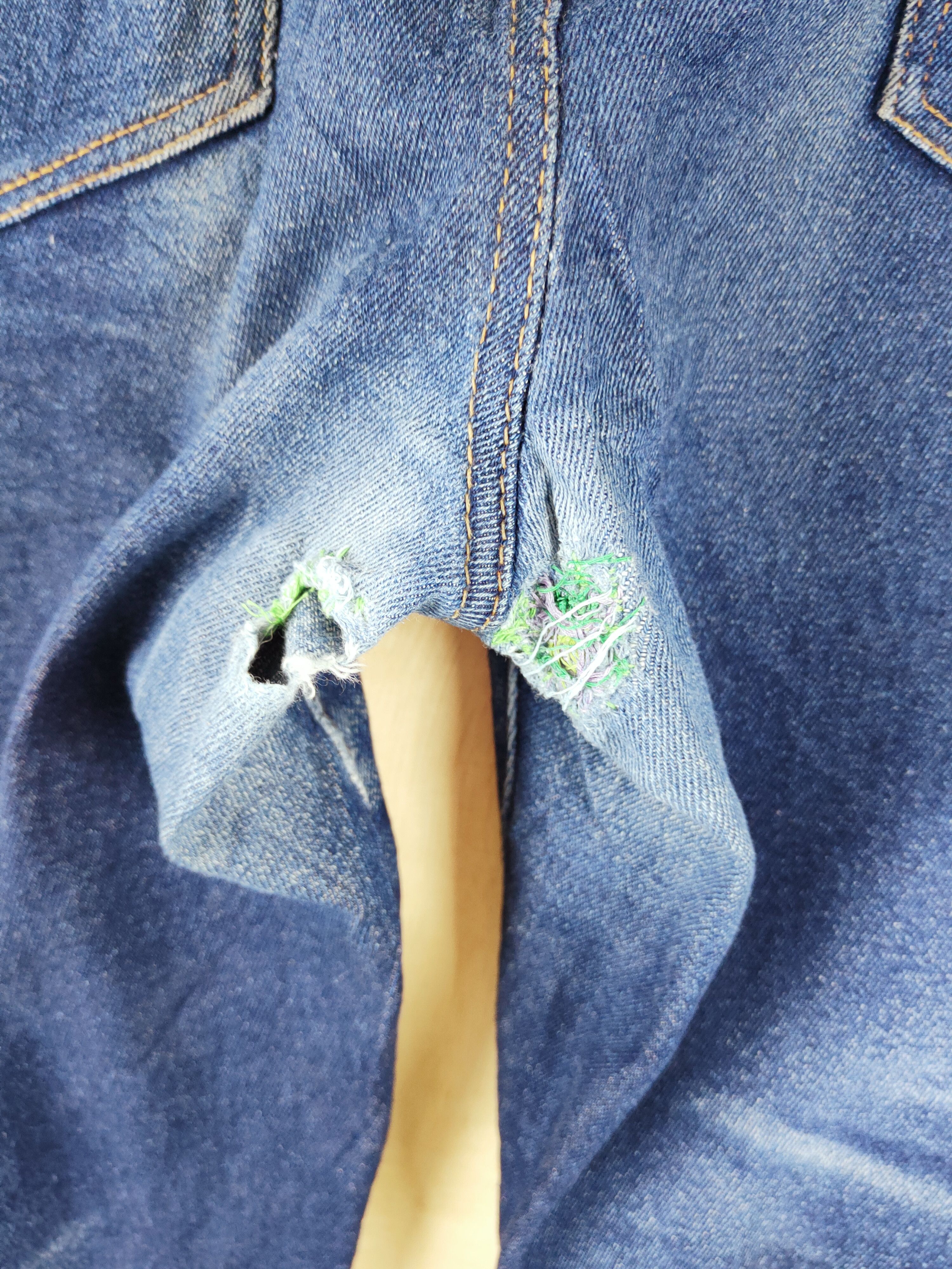 Japanese Brand *Waist 47*OSJ Blue Distressed Ripped Jeans #S2650 Size US 44 / EU 60 - 8 Thumbnail