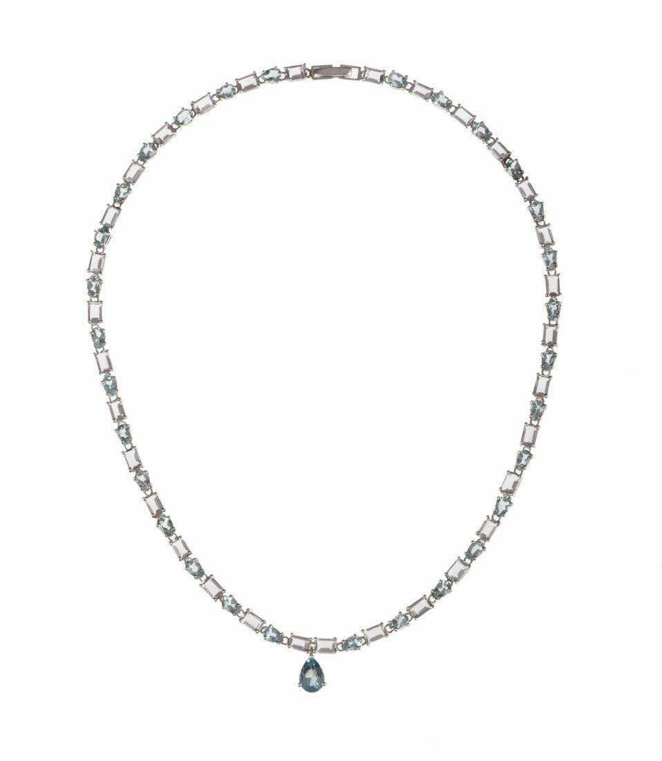 Handmade Blue Topaz and Amethyst Eternity Necklace Size ONE SIZE - 2 Thumbnail