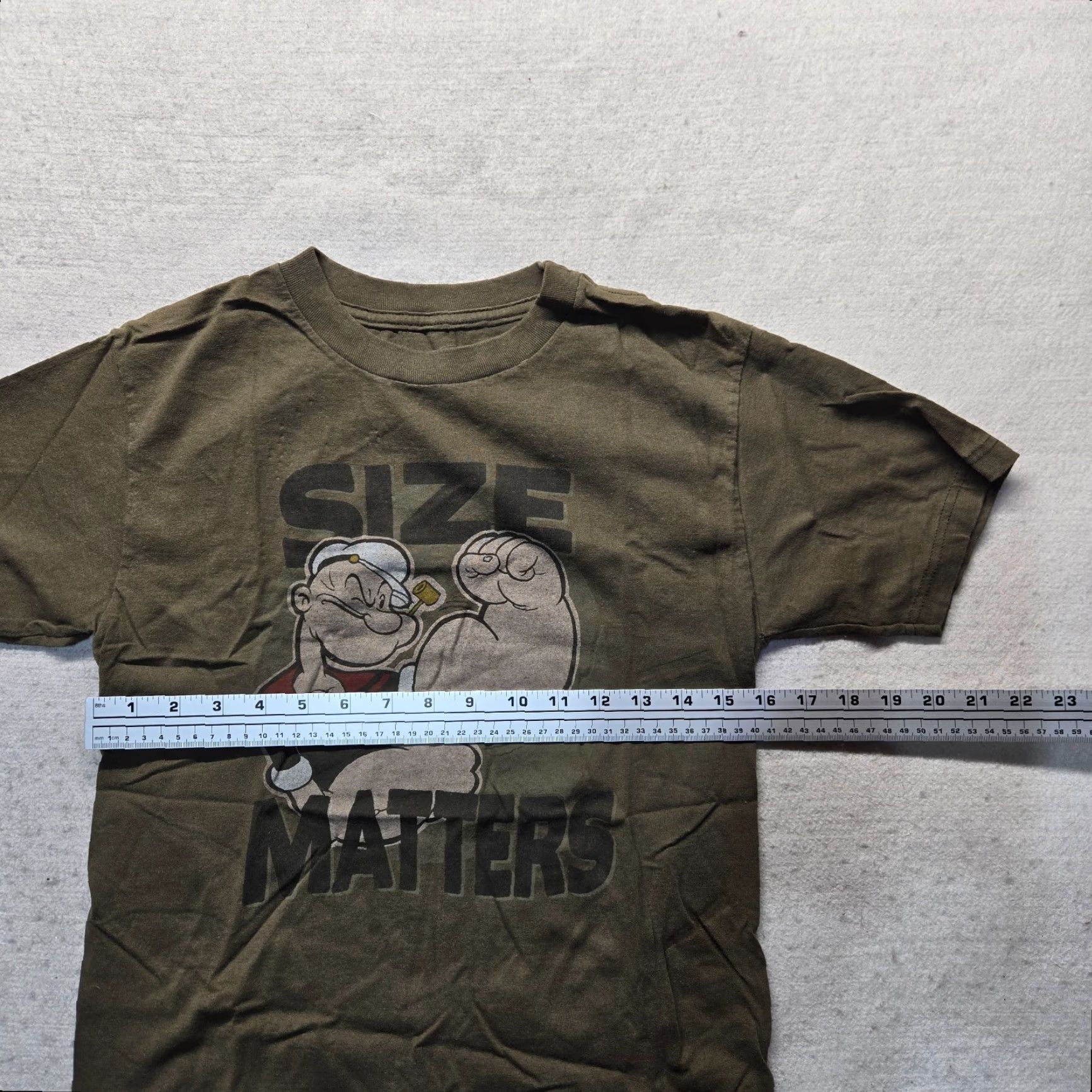 Vintage Popeye Size Matters Shirt Green Short Sleeve The Sailor Tee Adult Mens S Small Size US S / EU 44-46 / 1 - 4 Thumbnail