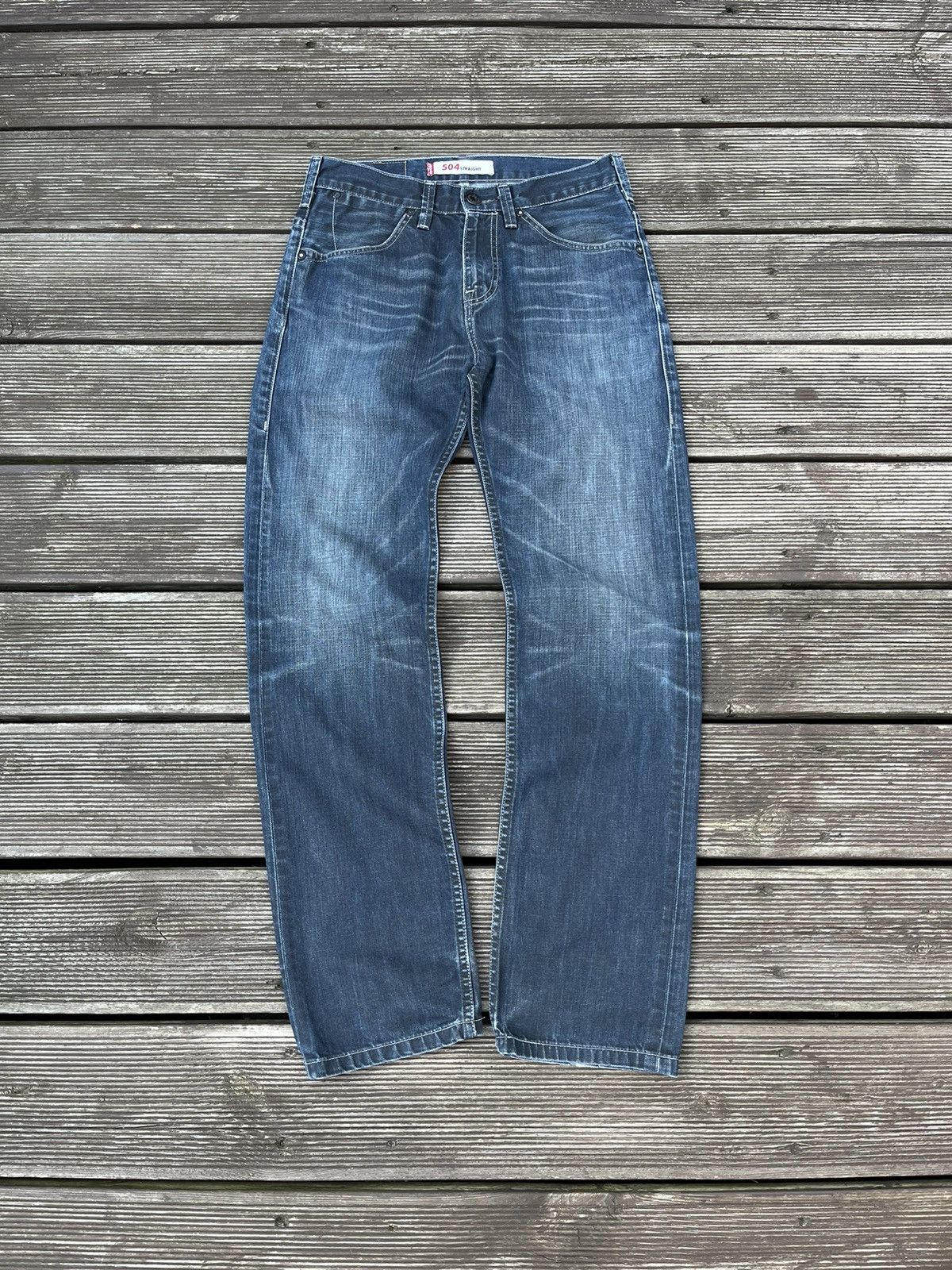Levi's Vintage 00s Levis 504 Navy Faded Blue Jeans Pants 30x32 Size US 30 / EU 46 - 1 Thumbnail