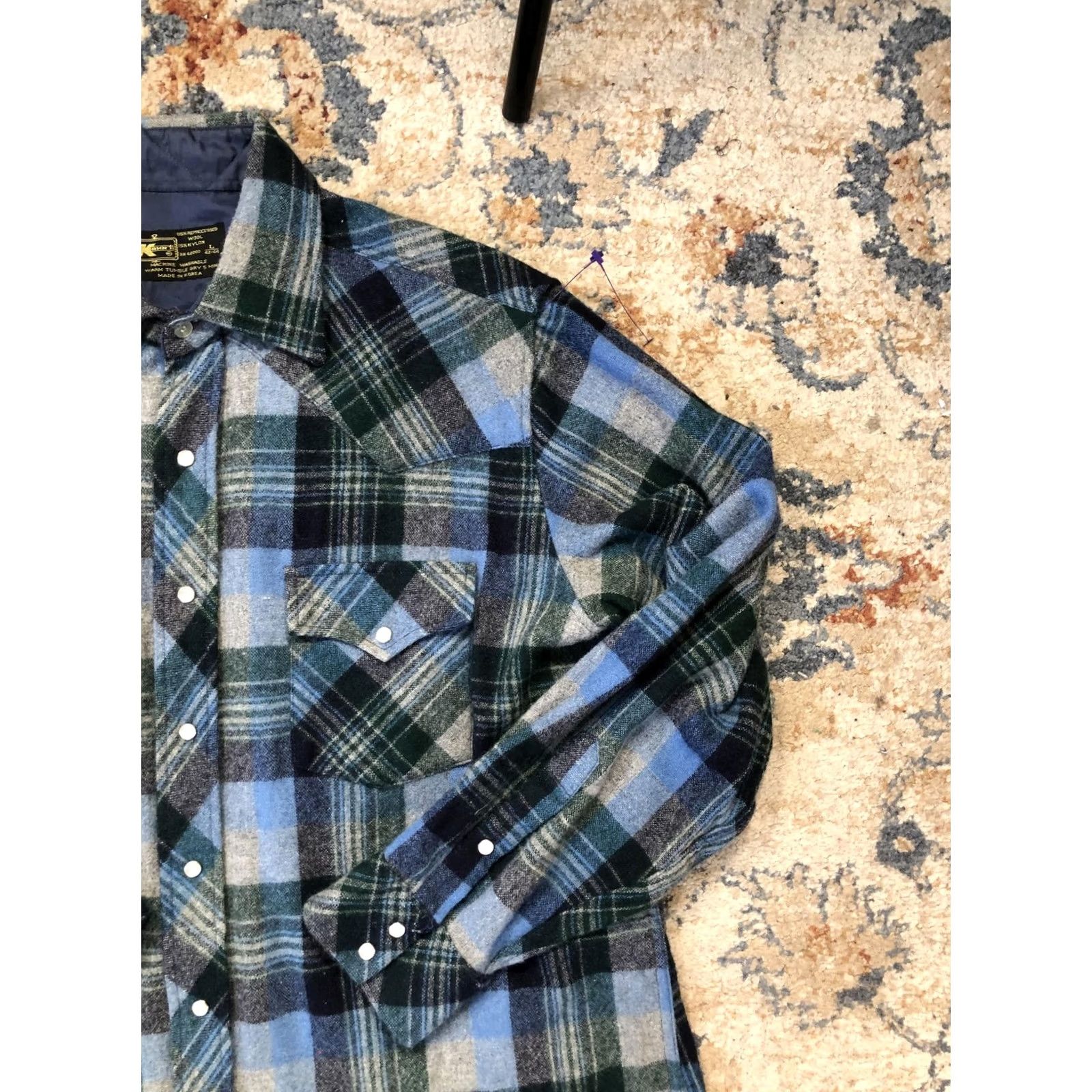Vintage VINTAGE Kmart Shirt Mens Large Green Plaid Flannel Pearl Snap Long Sleeve Size US L / EU 52-54 / 3 - 4 Thumbnail