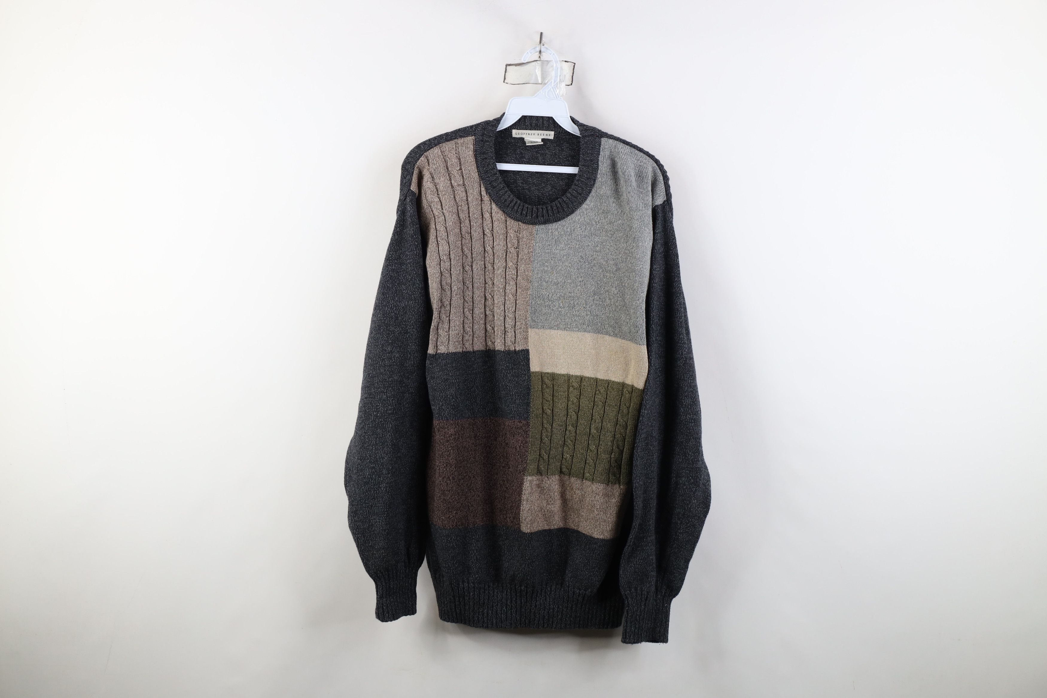 Vintage Vintage 90s Streetwear Tone Cable Knit Crewneck Sweater Size US XL / EU 56 / 4 - 1 Thumbnail
