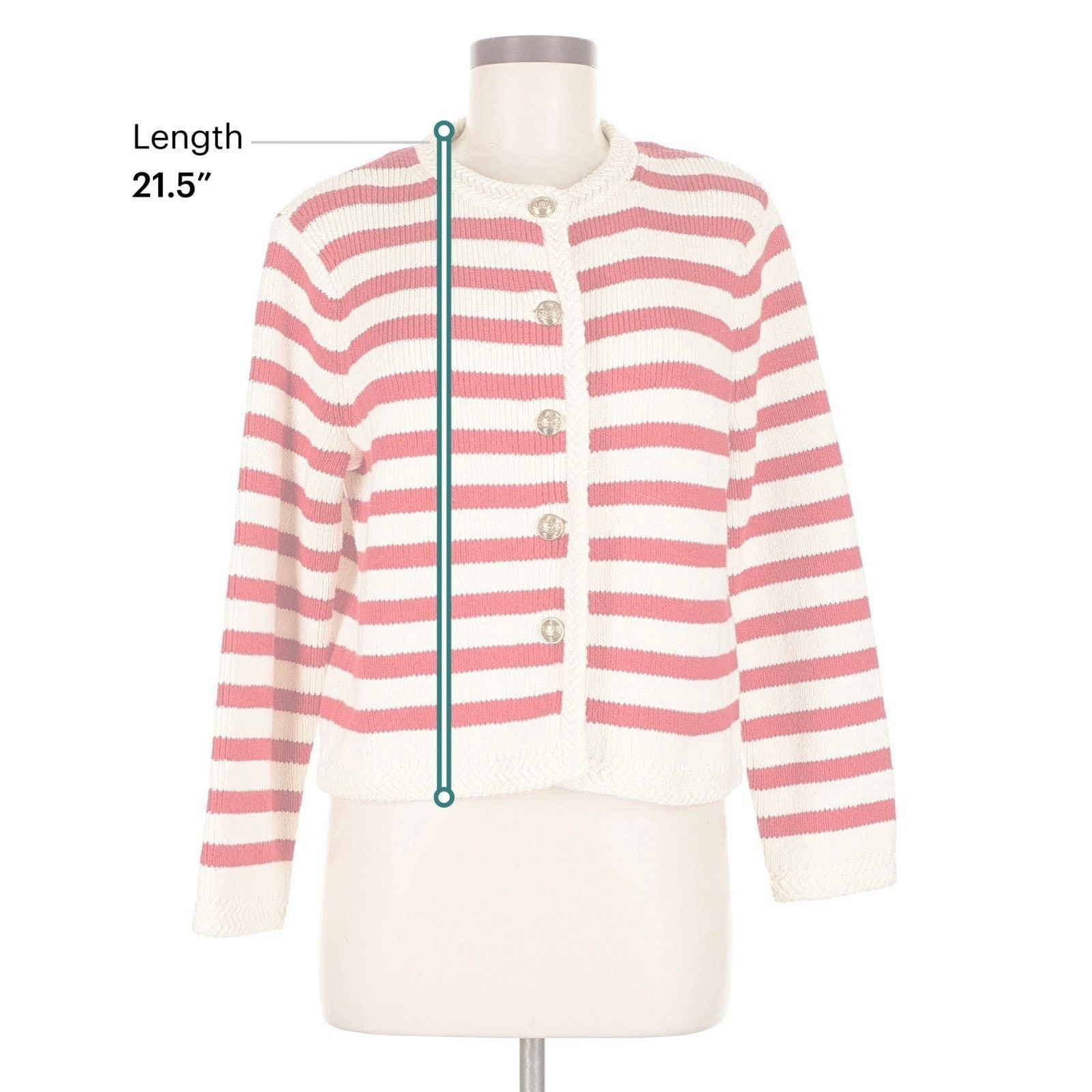 Massimo Dutti MASSIMO DUTTI striped knit cardigan Stripe gold buttons Red Size M / US 6-8 / IT 42-44 - 4 Thumbnail