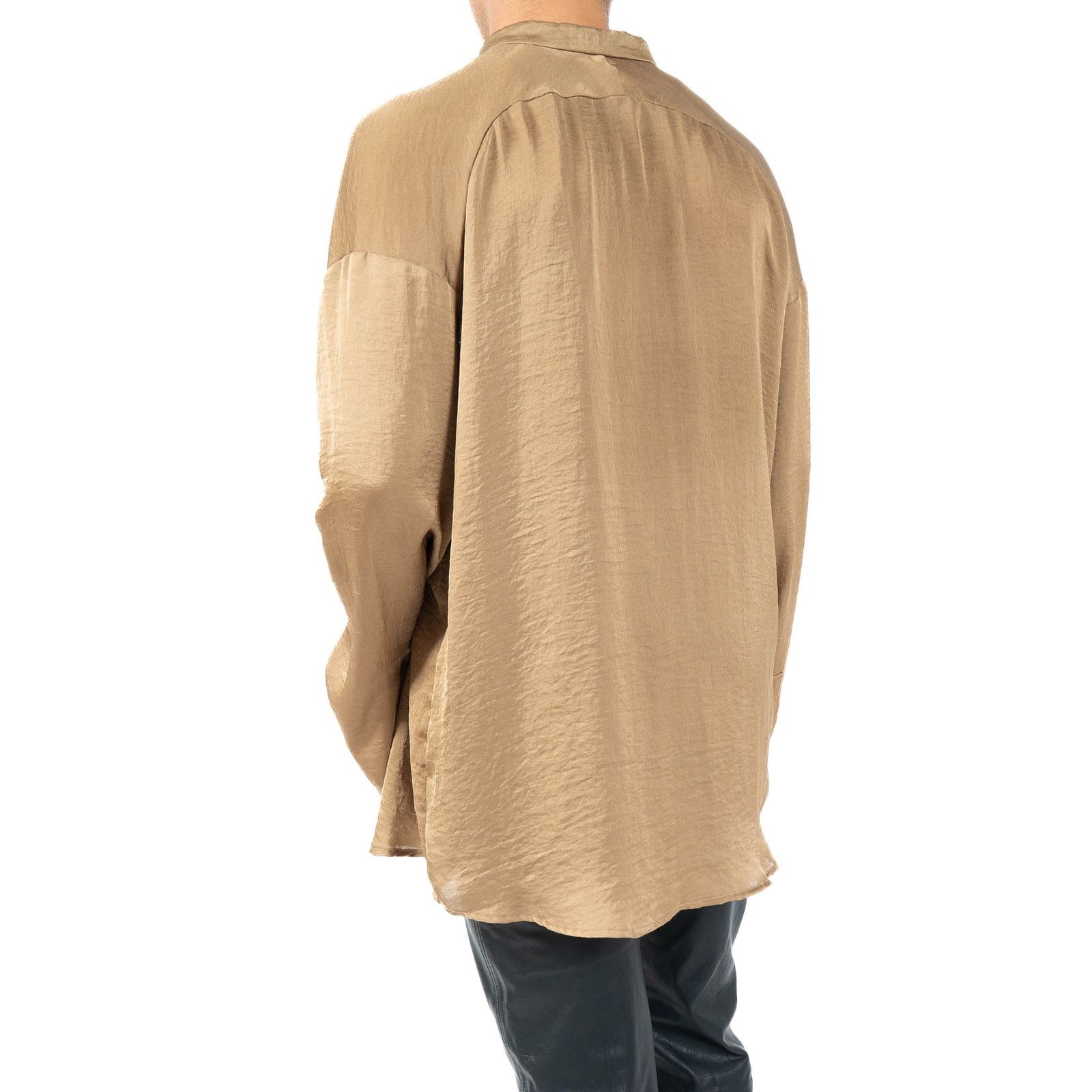 Haider Ackermann SS14 Oversized Mandarin Shirt in Gold-Beige Washed Silk Size US XS / EU 42 / 0 - 4 Thumbnail