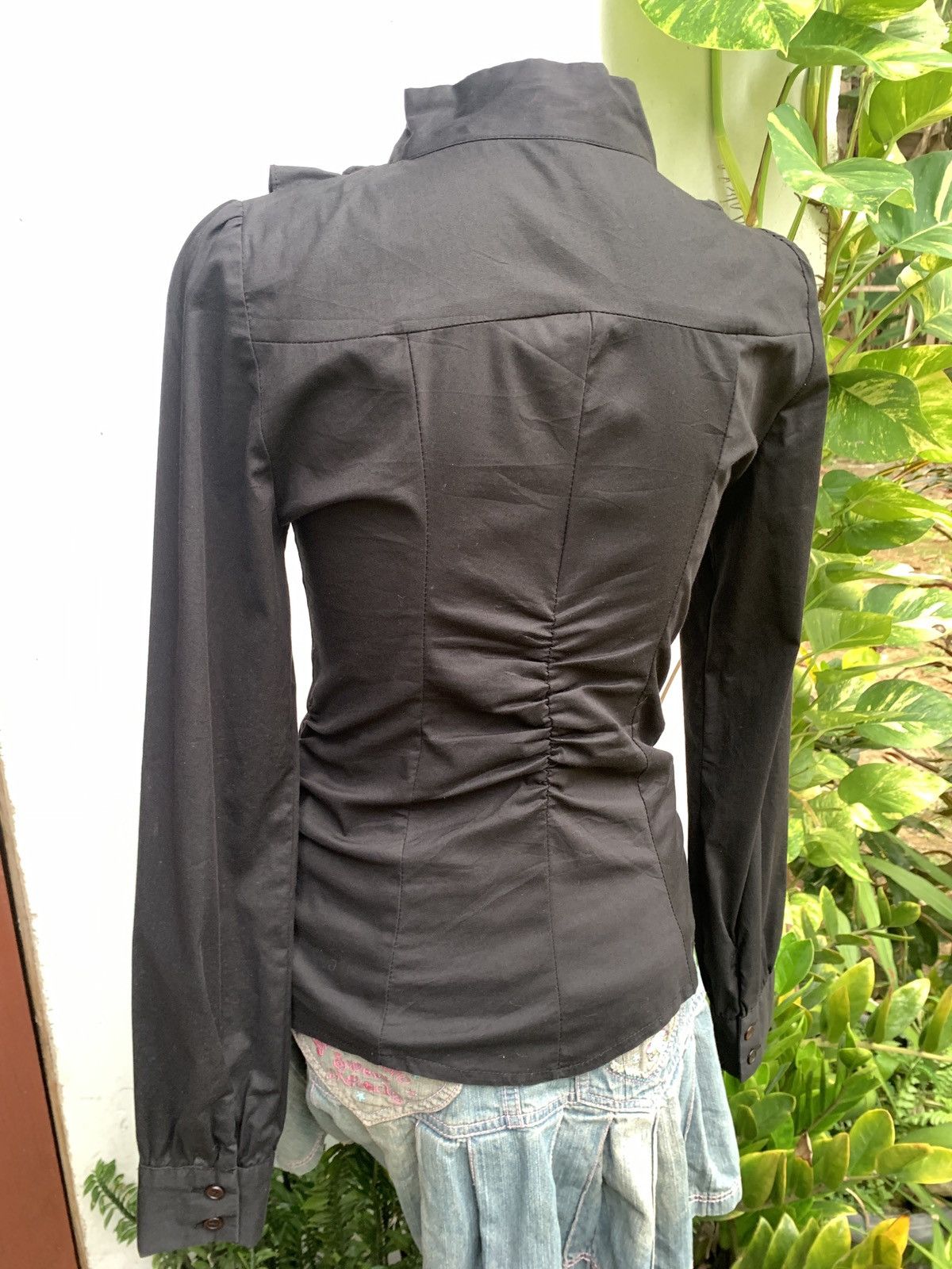 Other y2k Diva Black Ruffle Fitted Right Bustier Button Shirt Size S / US 4 / IT 40 - 3 Thumbnail